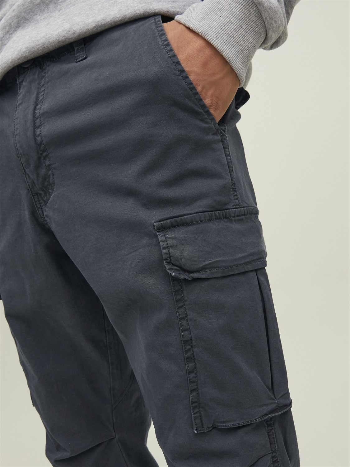 JACK & JONES Ace Tucker Cargoa loose fit, heren cargo broek, donkergrijs