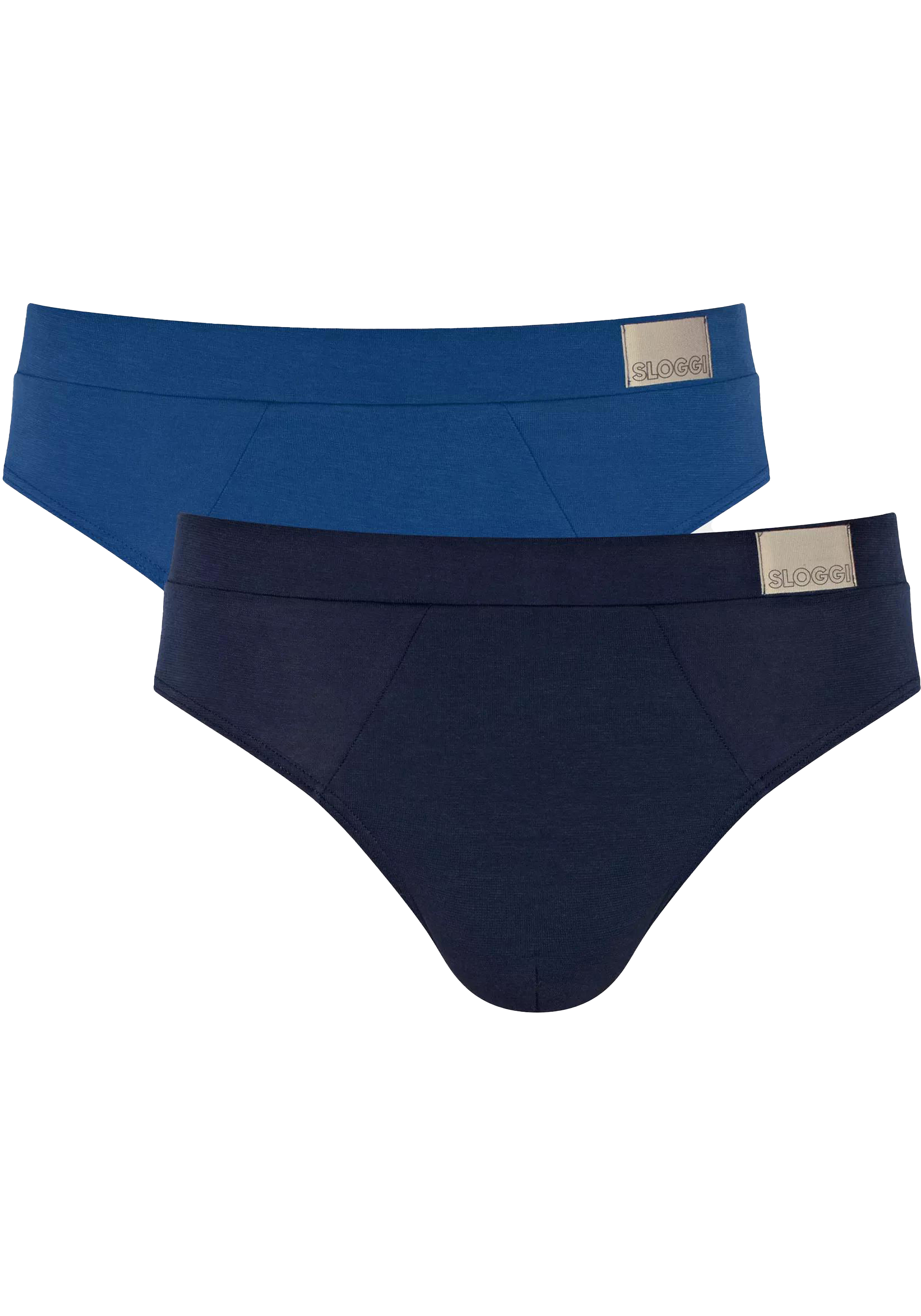 Sloggi Men GO Natural Brief, heren slip met smalle zijkanten (2-pack), kobalt- en donkerblauw