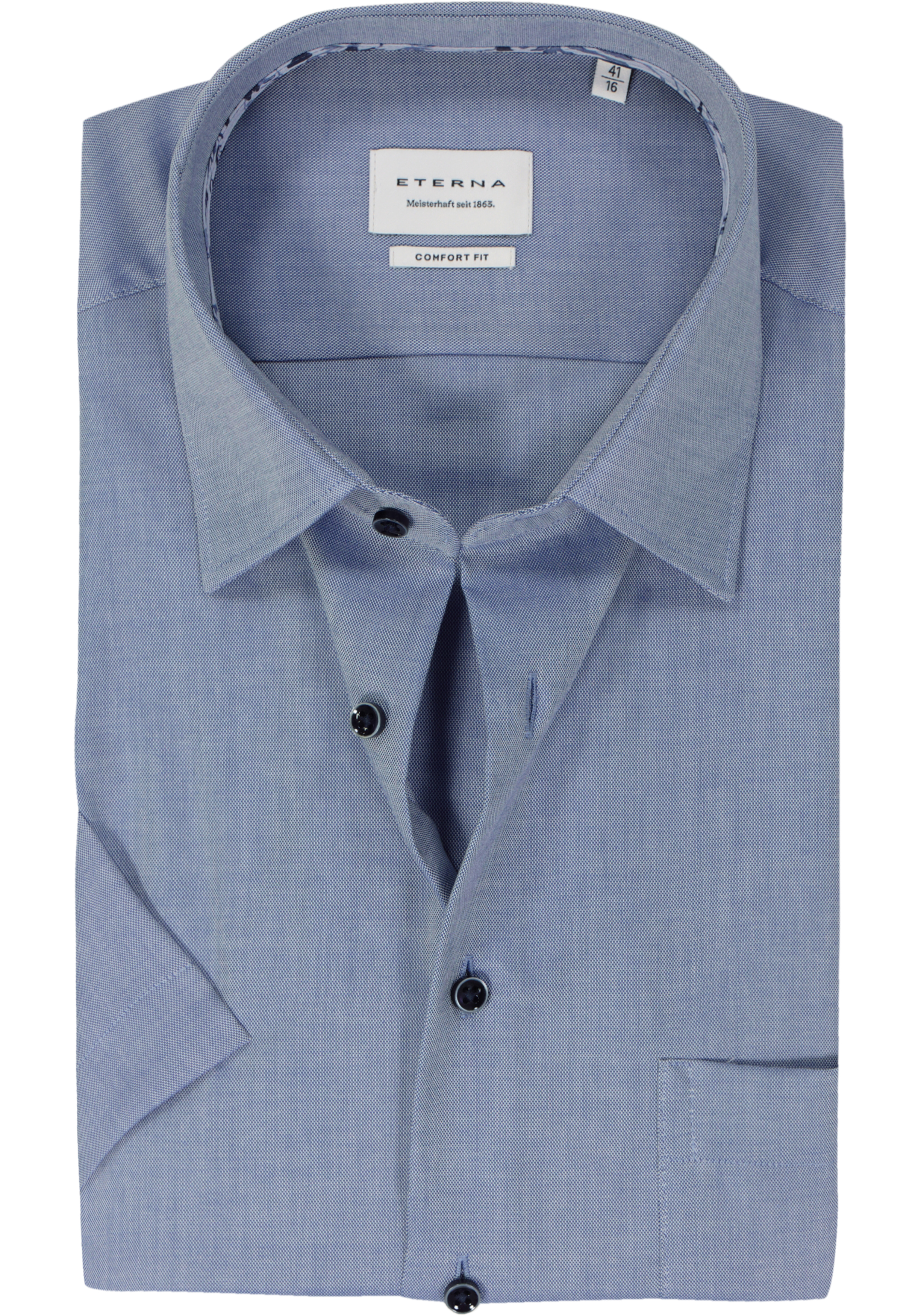 ETERNA comfort fit overhemd korte mouw, Oxford, middenblauw