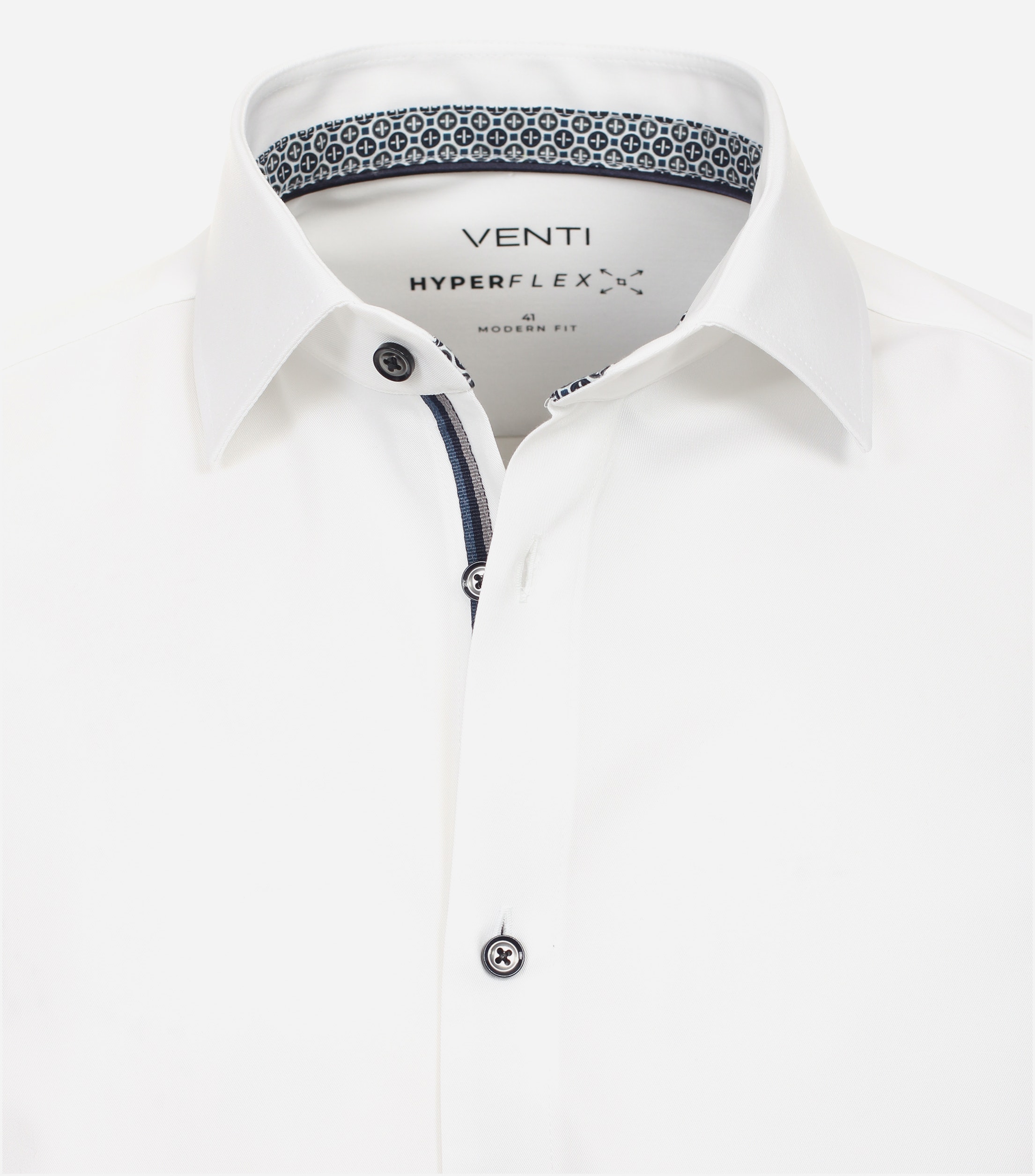VENTI modern fit overhemd, korte mouw, twill, wit
