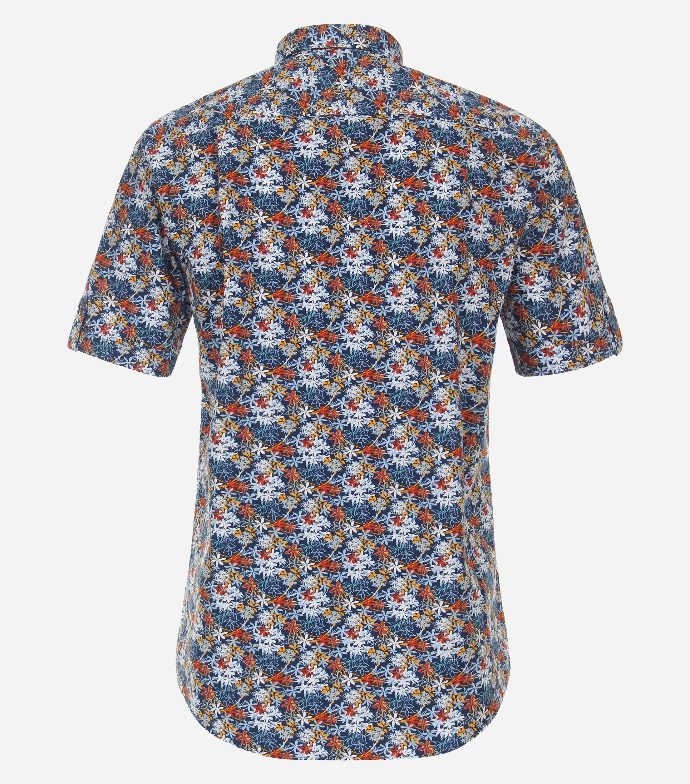 Redmond modern fit overhemd, korte mouw, popeline, blauw dessin
