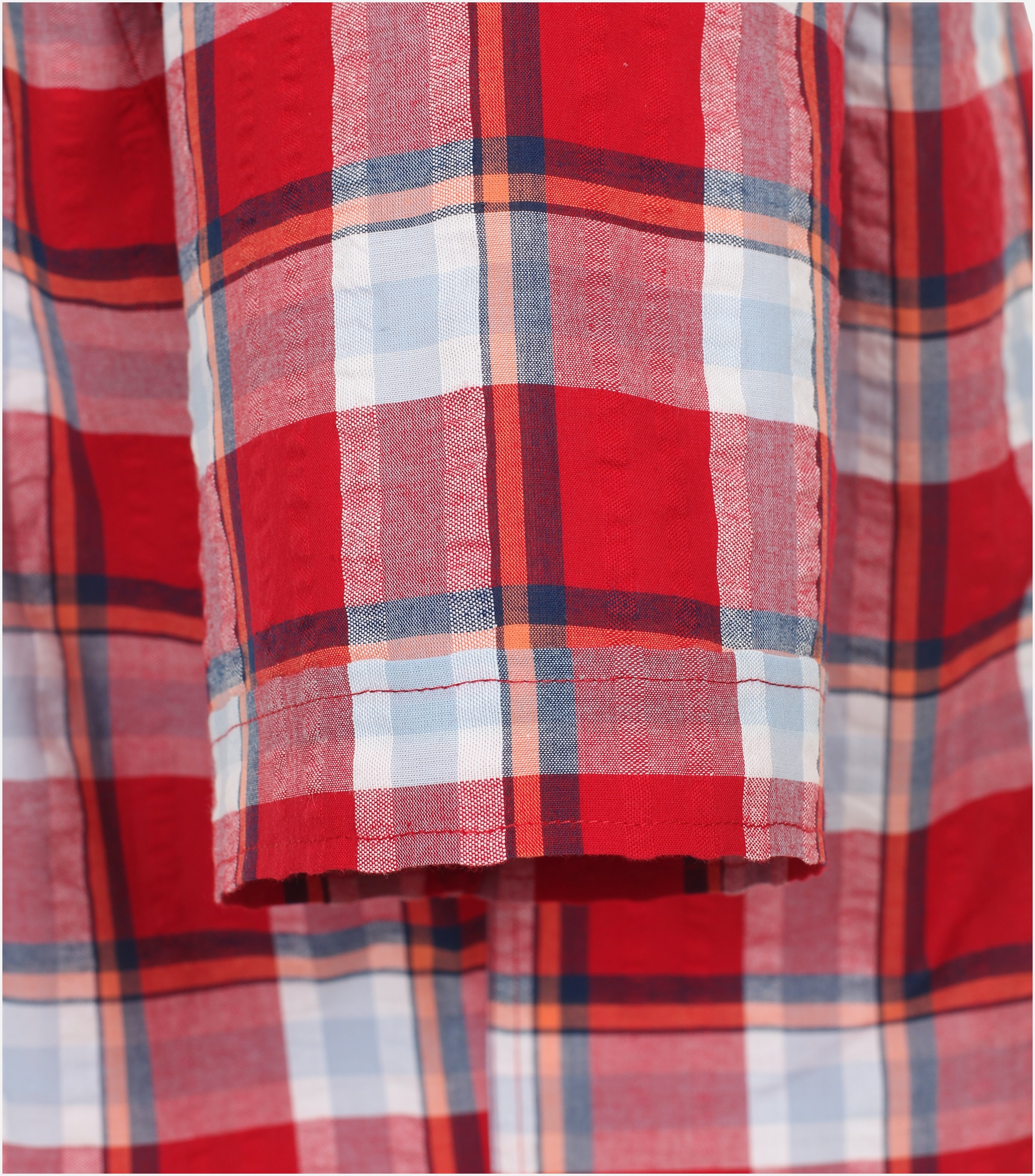 Redmond comfort fit overhemd, korte mouw, popeline, rood geruit