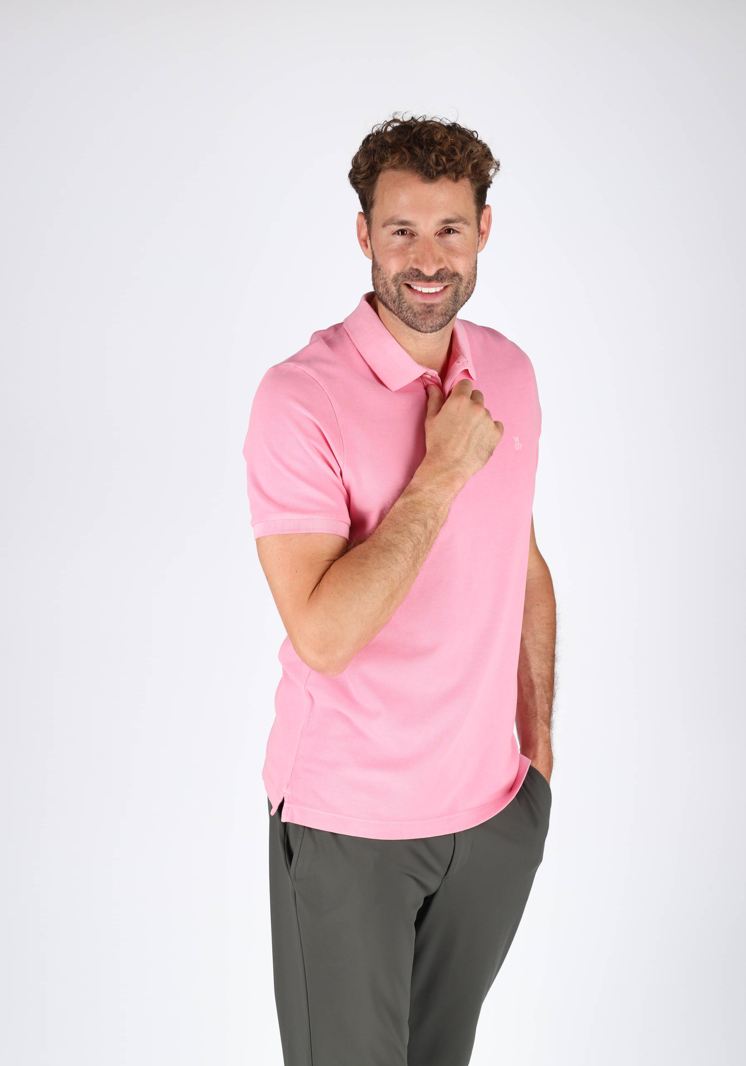 Marc O'Polo shaped fit polo, heren poloshirt, roze