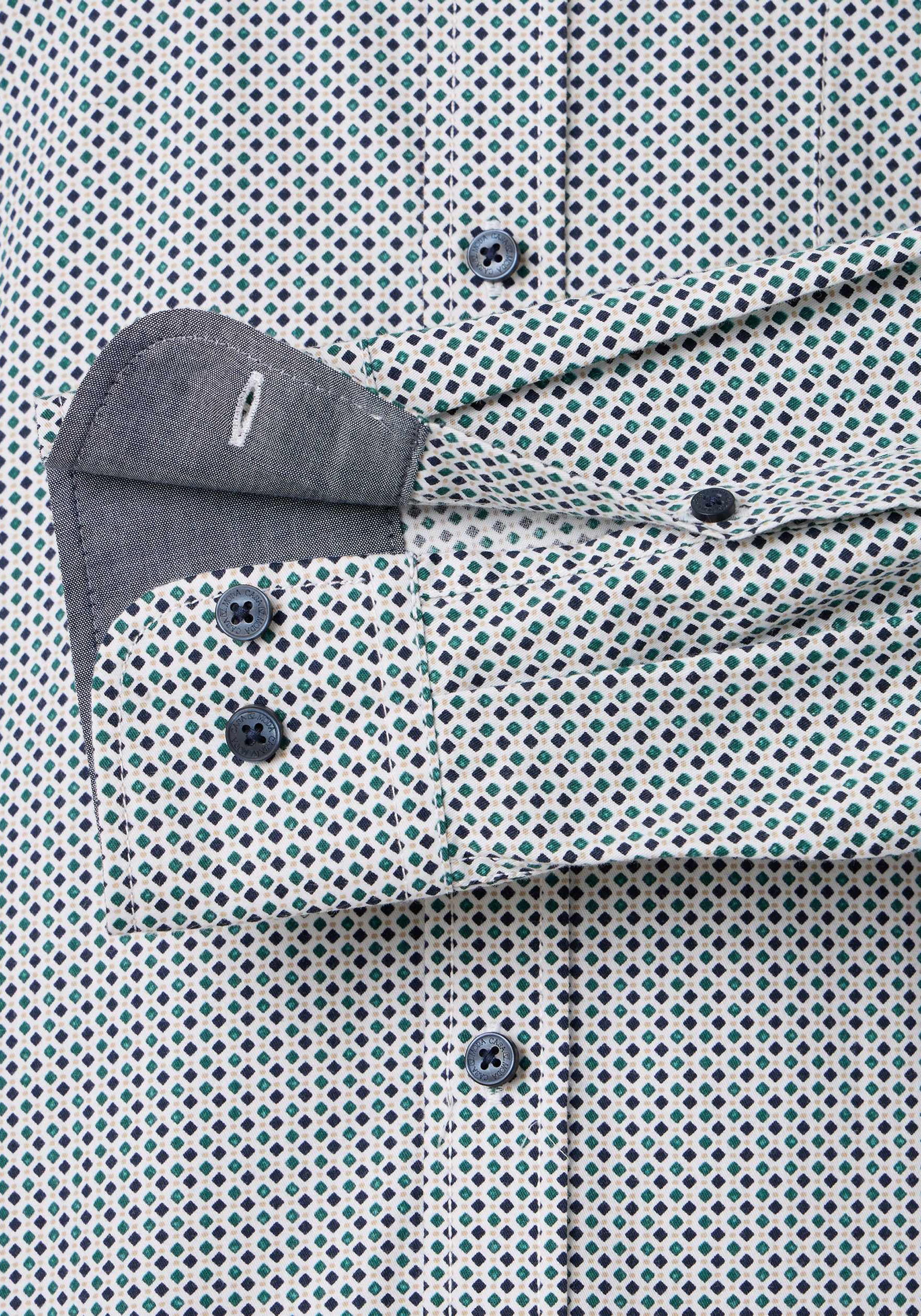 CASA MODA Sport comfort fit overhemd, twill, wit met blauw en groen dessin
