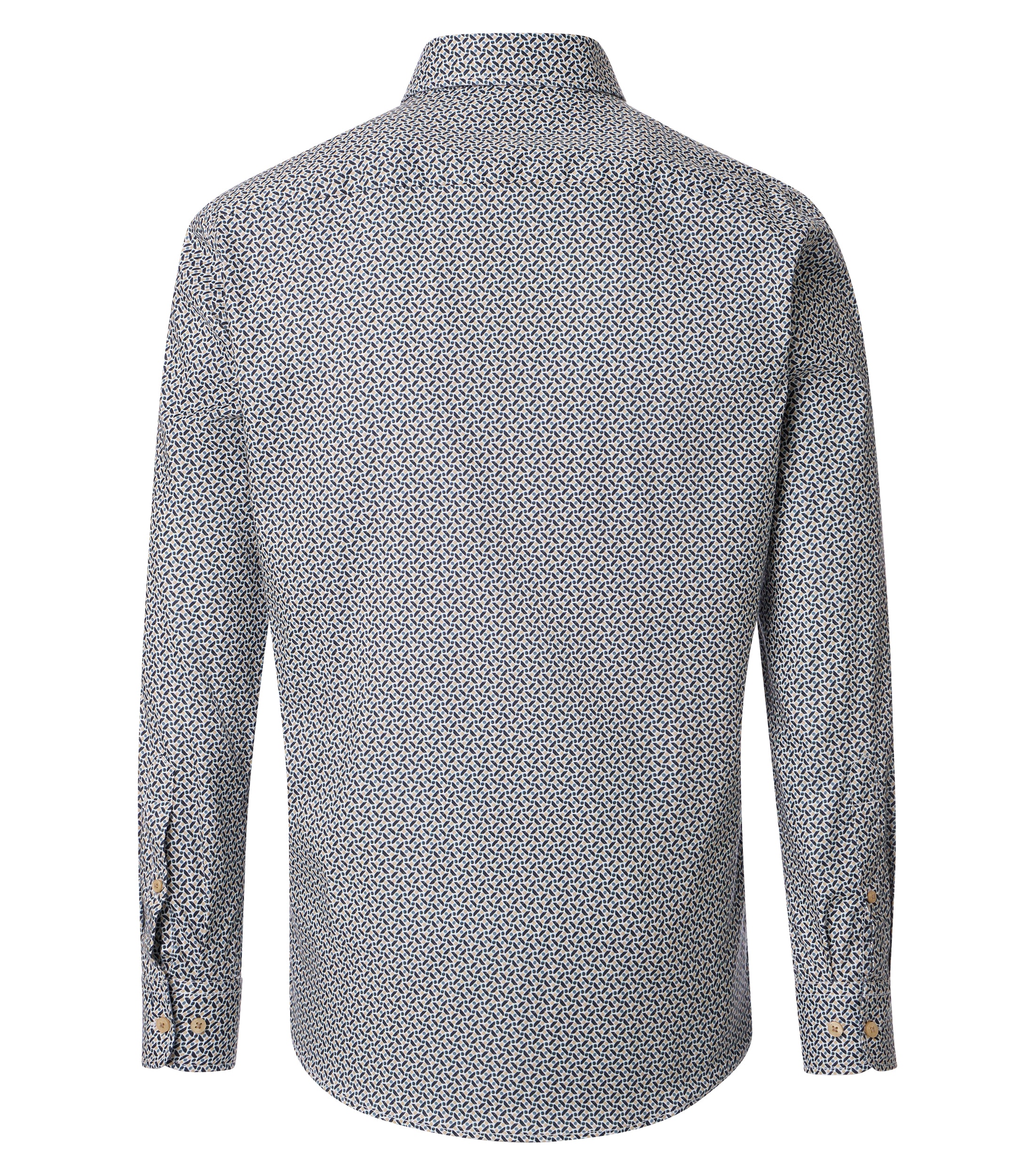 CASA MODA Sport casual fit overhemd, twill, wit met blauw en beige dessin