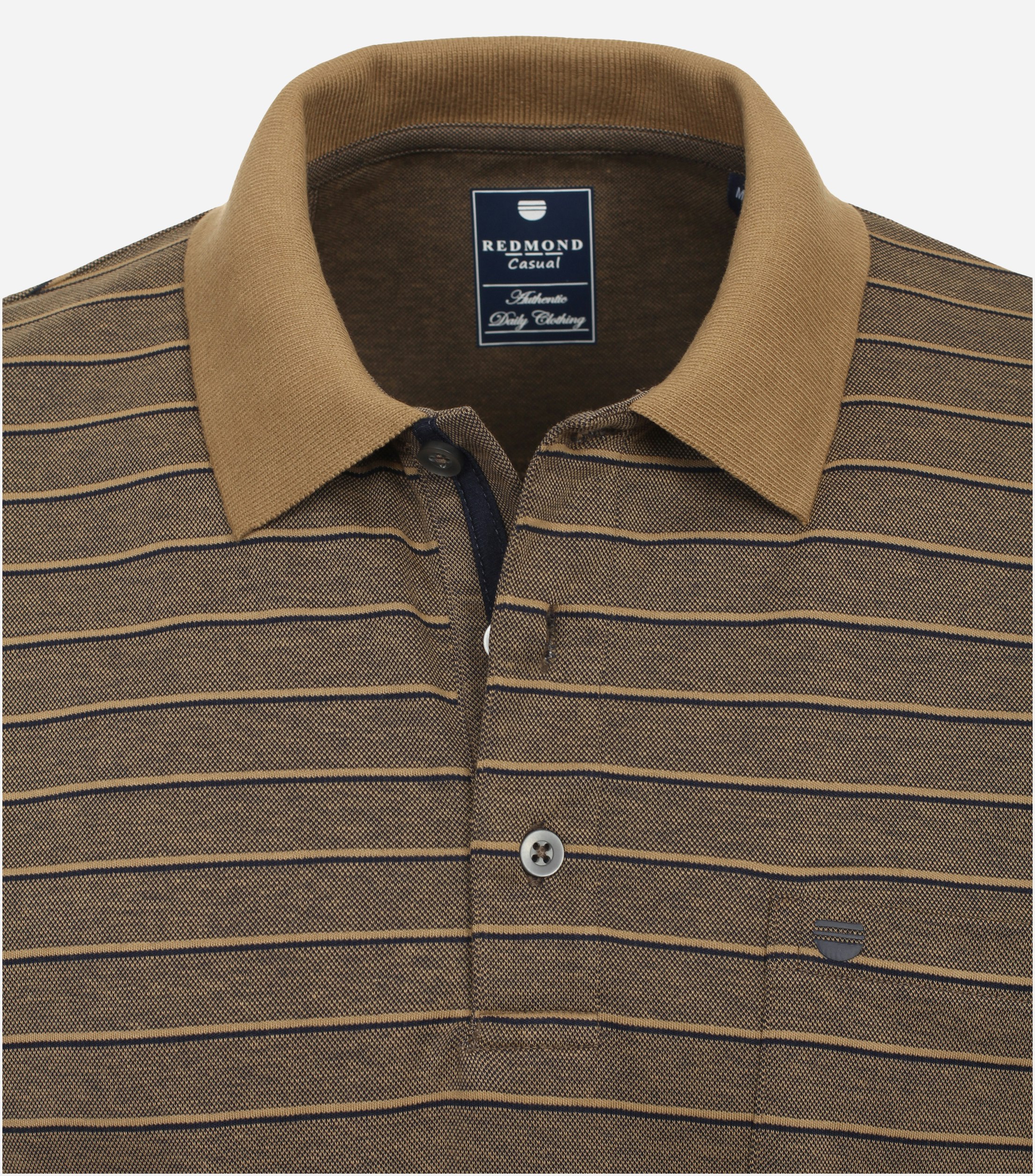 Redmond regular fit heren polo, pique, bruin gestreept