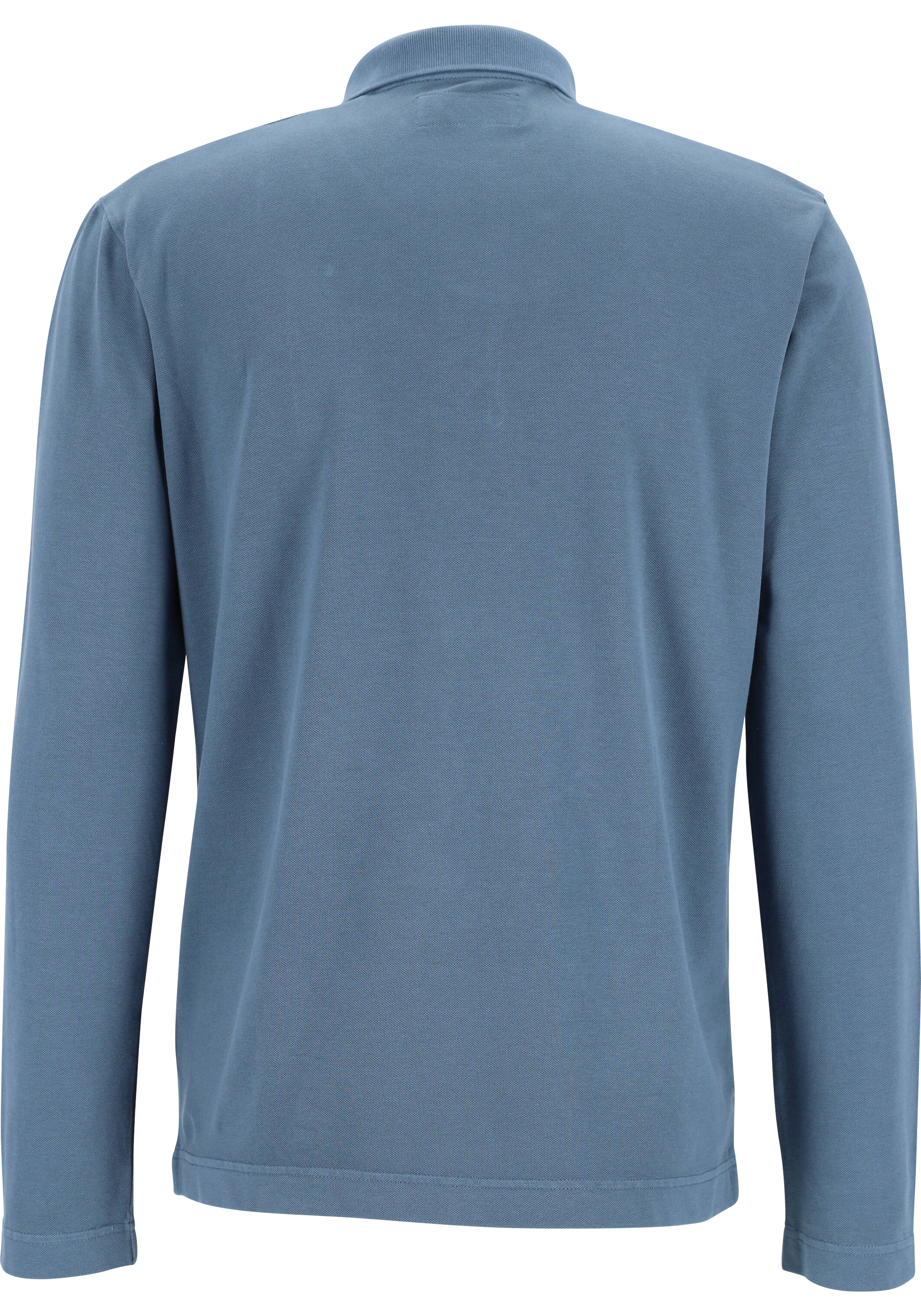 Marc O'Polo regular fit polo lange mouw, heren poloshirt, middenblauw