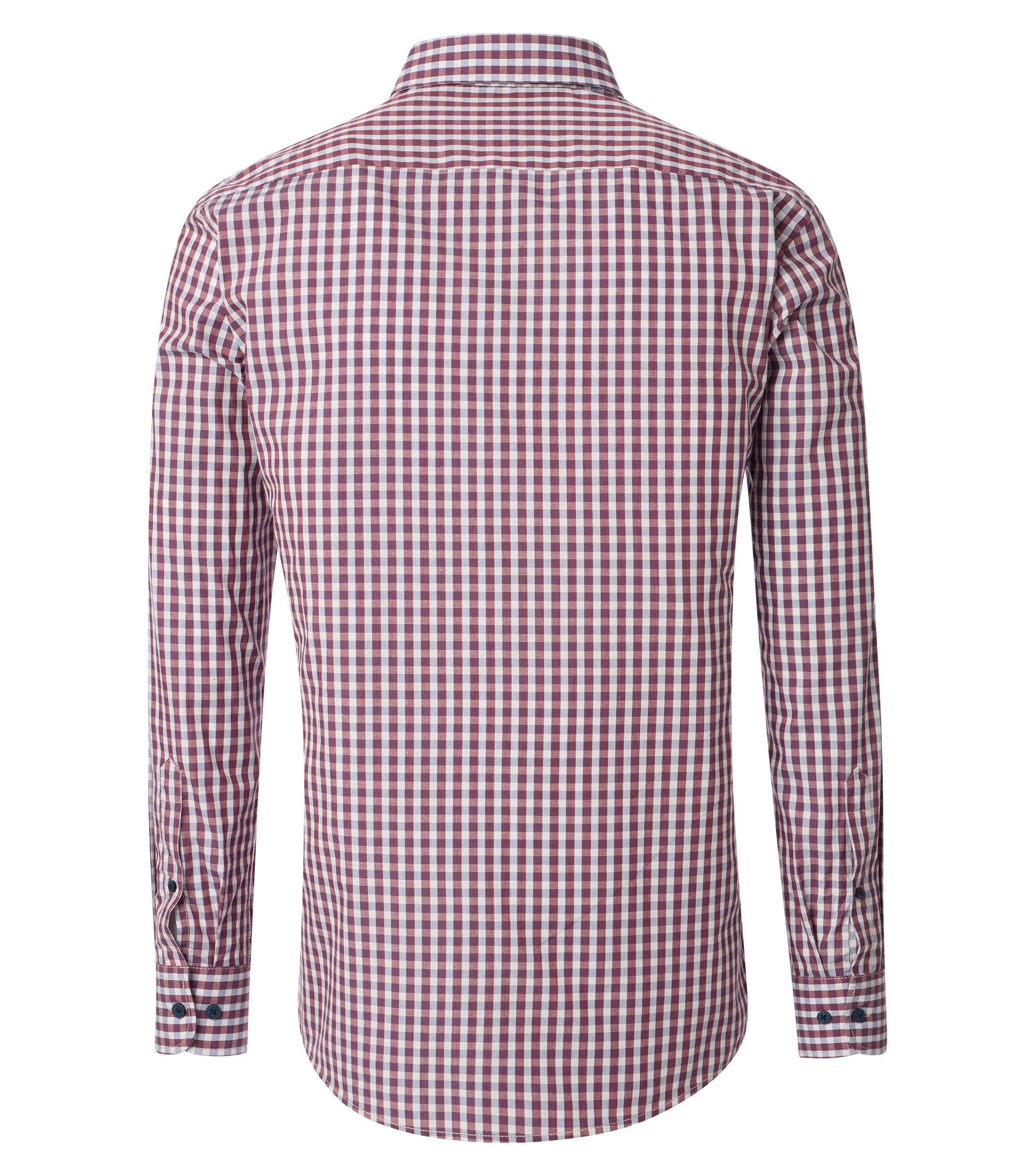 CASA MODA Sport comfort fit overhemd, popeline, donkerrood met wit geruit
