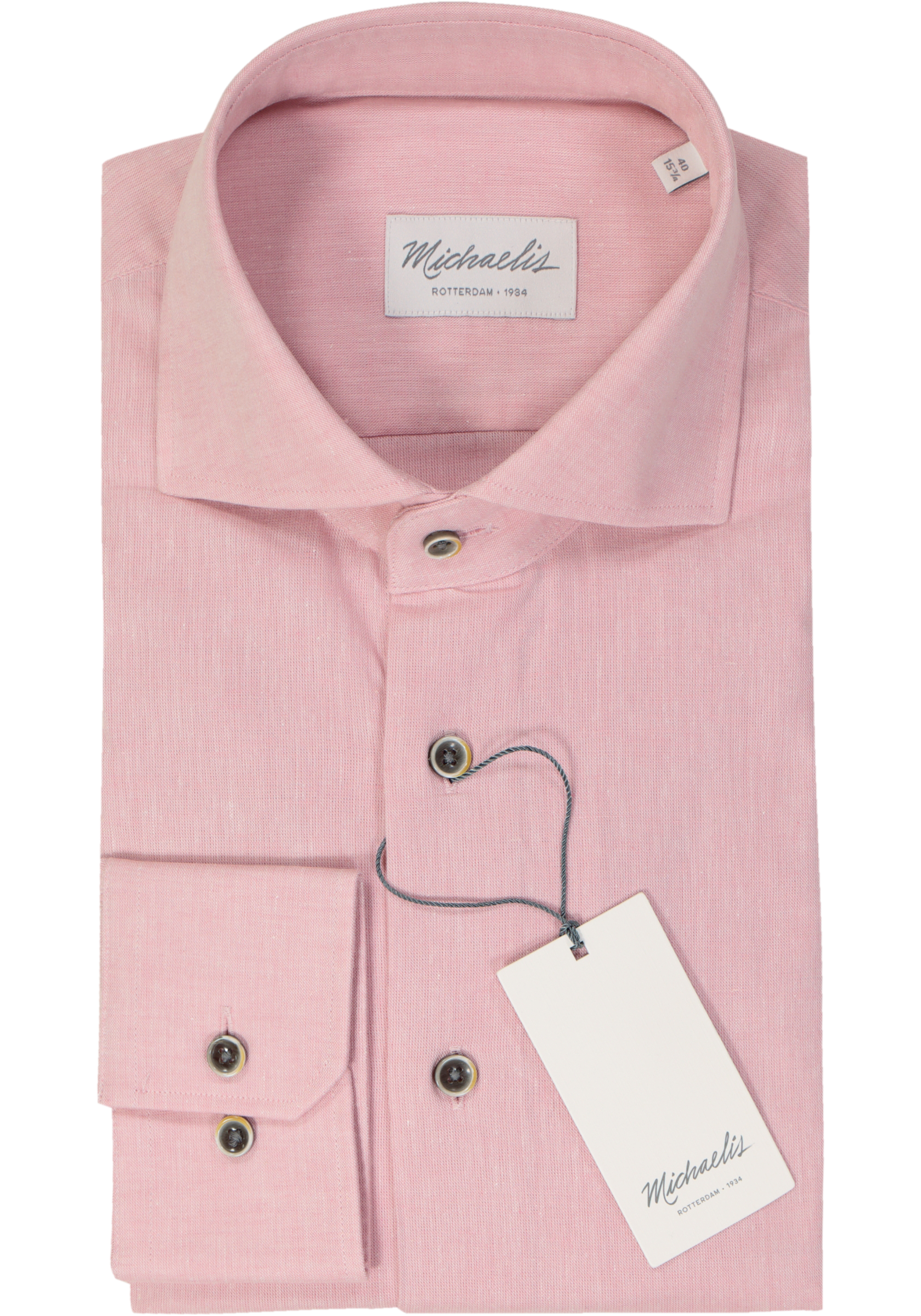 Michaelis slim fit heren overhemd, popeline, roze