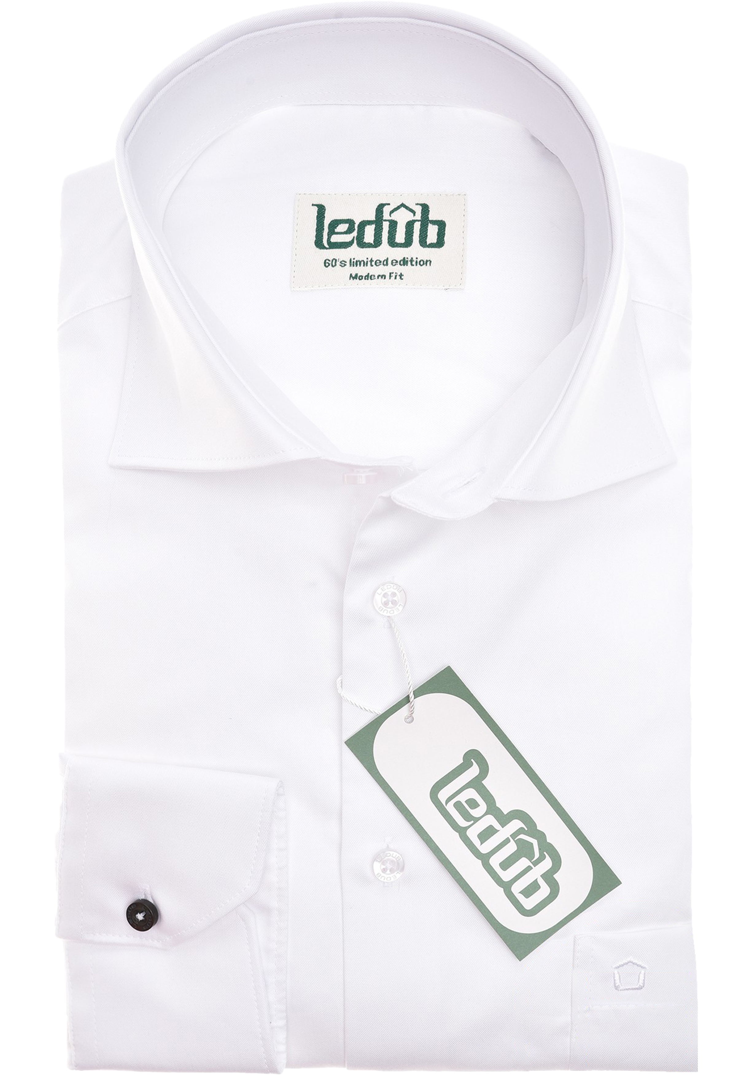 Ledub modern fit overhemd, popeline, wit