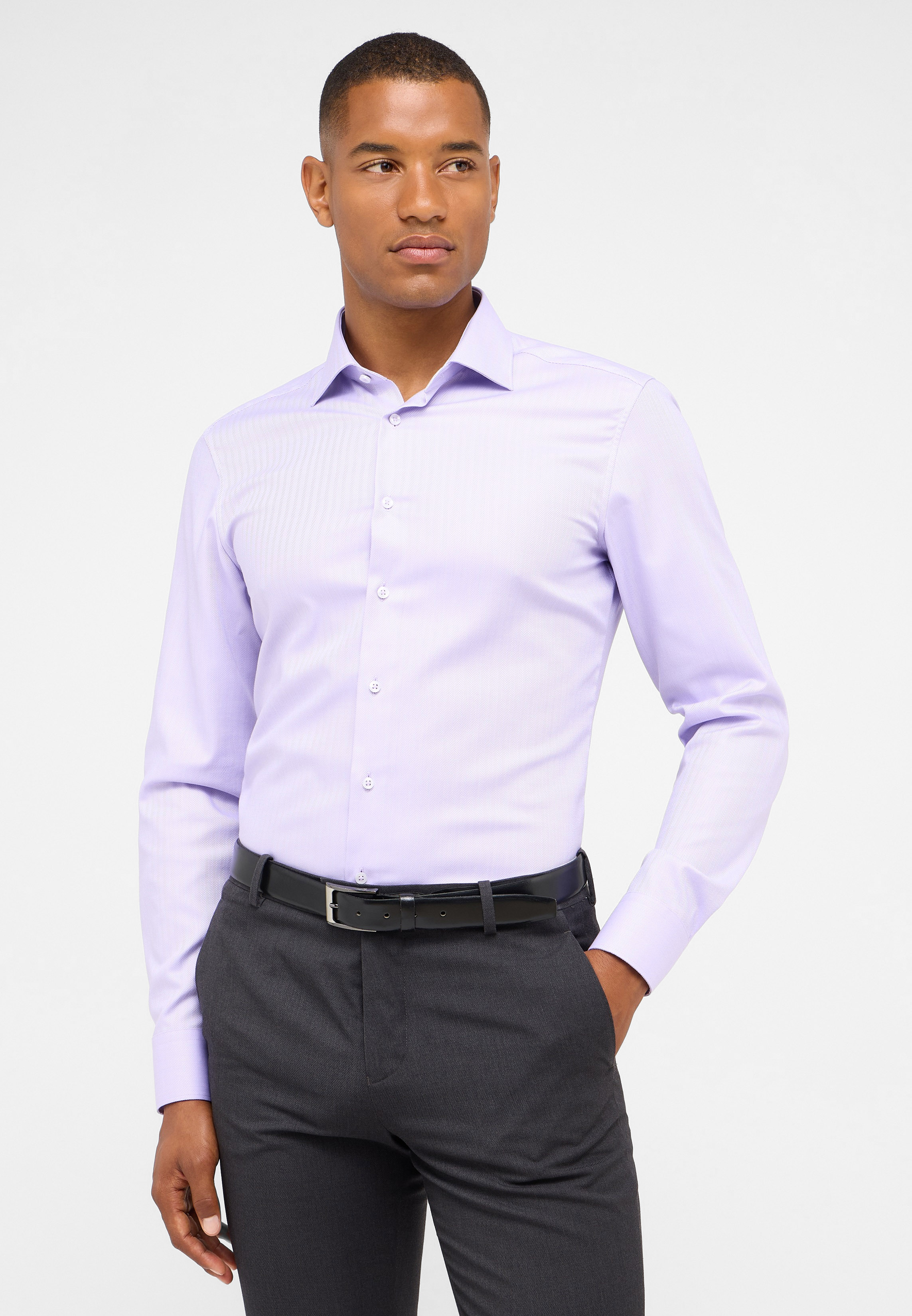 ETERNA slim fit overhemd, structuur, paars
