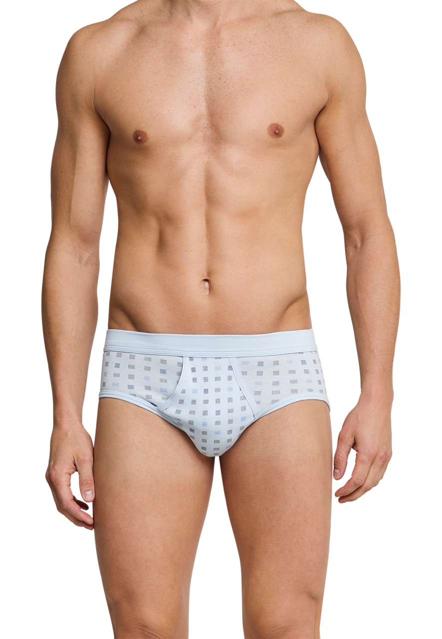 SCHIESSER Cotton Cotton Essentials slip (2-pack), heren sportslips wit/donkerblauw met patroon