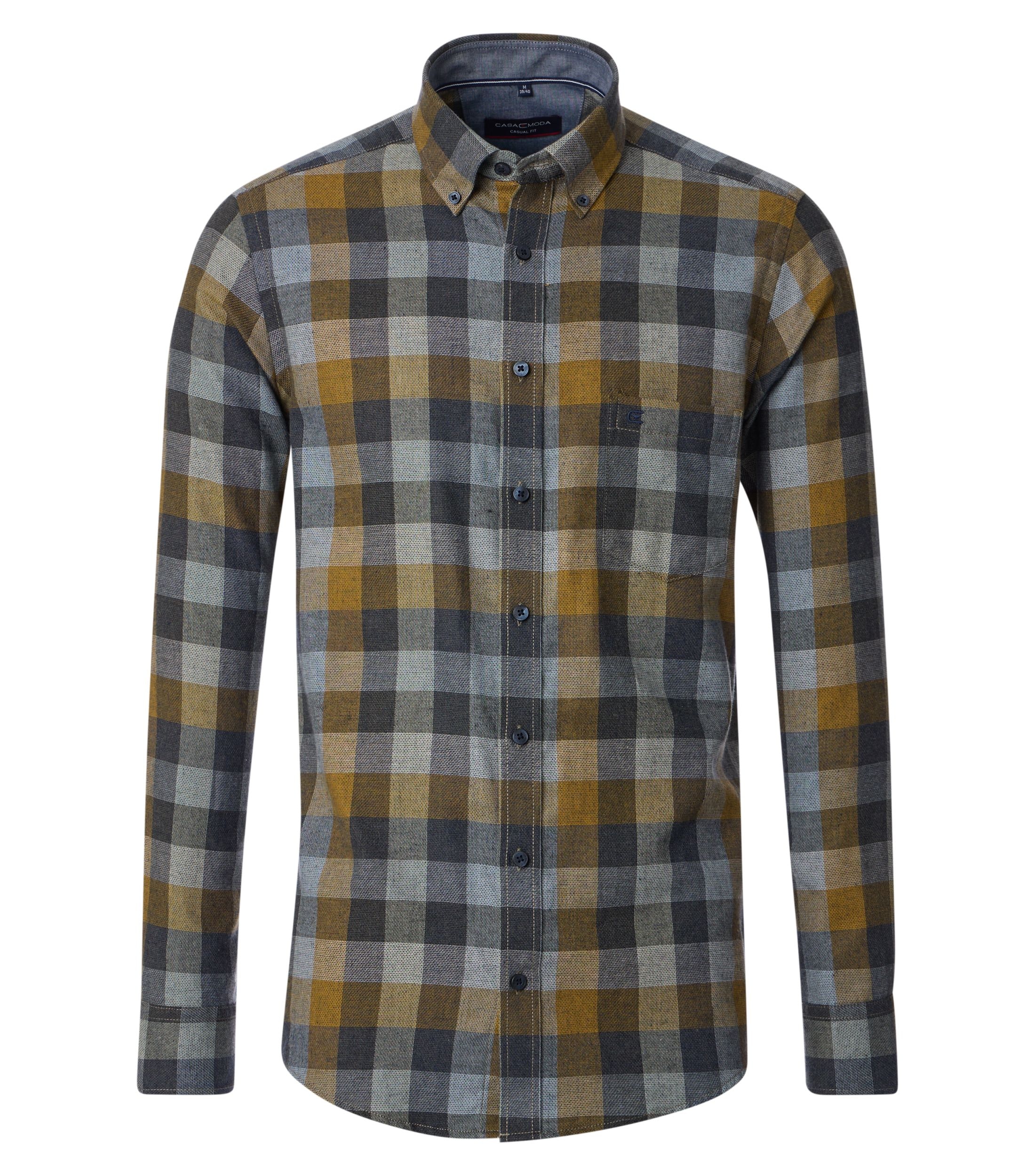 CASA MODA Sport casual fit overhemd, dobby, groen geruit - 444305200-300