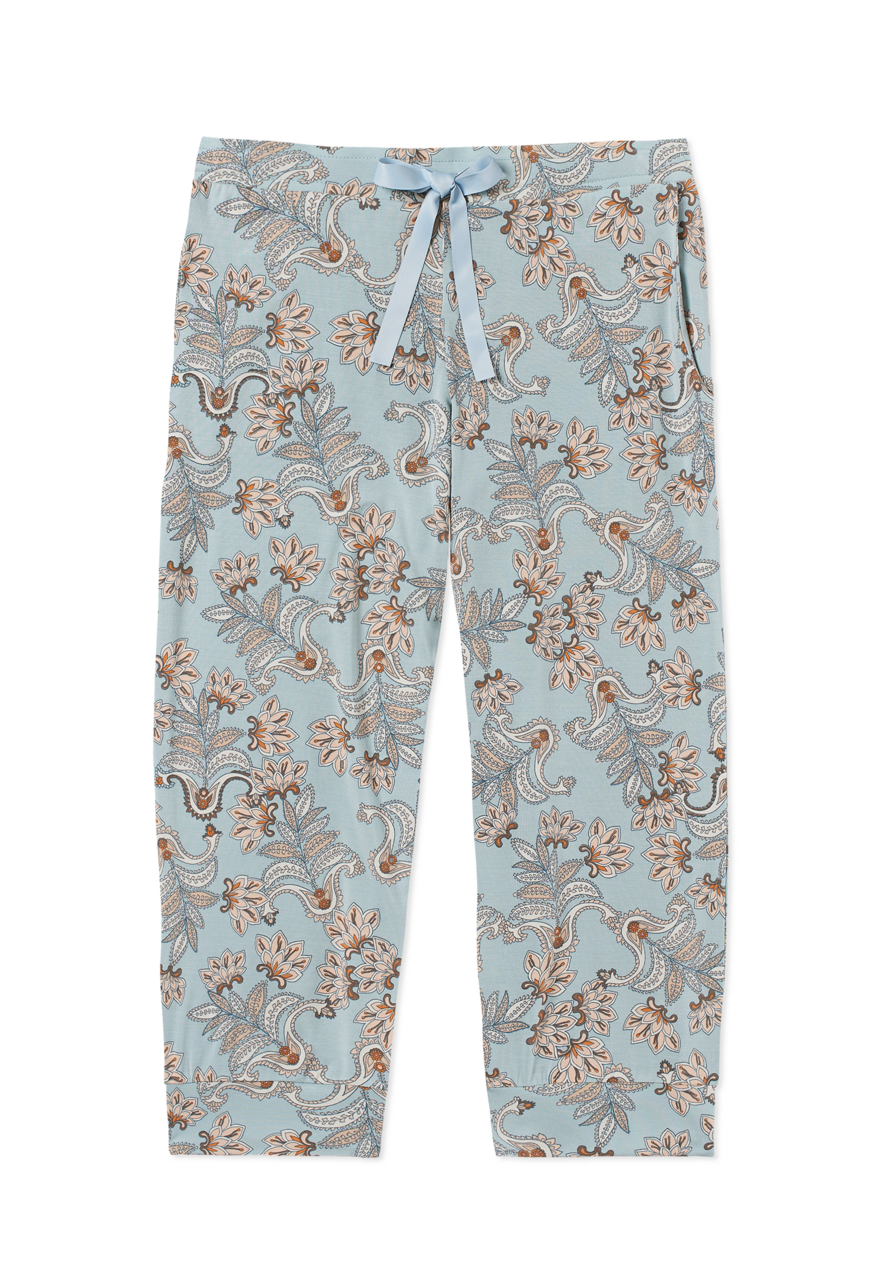 SCHIESSER Mix+Relax nachtkleding dames, dames loungebroek 3/4 lengte modal paisley bluebird