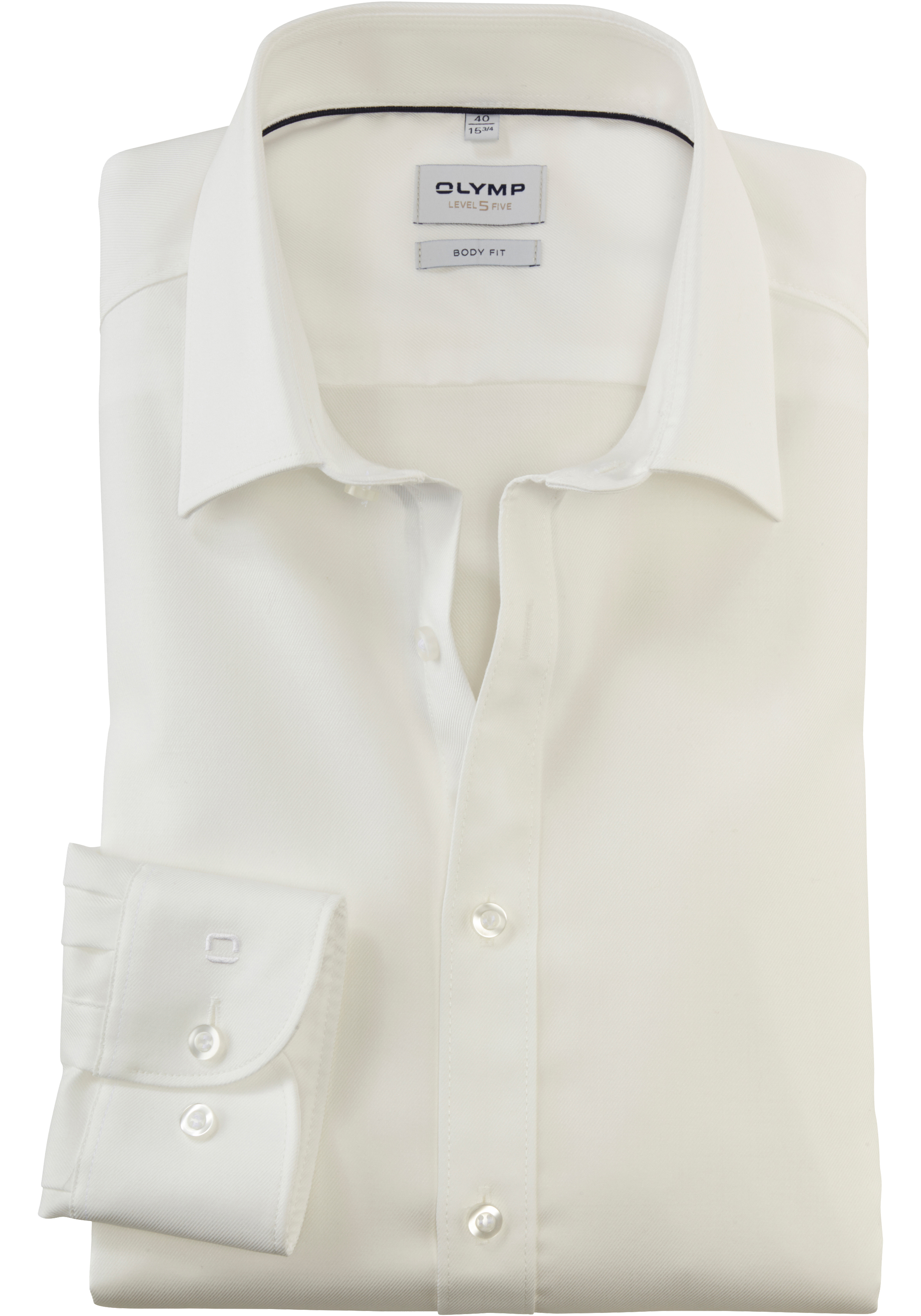 OLYMP Level 5 body fit overhemd, mouwlengte 7, mouwlengte 7, twill, lichtbeige