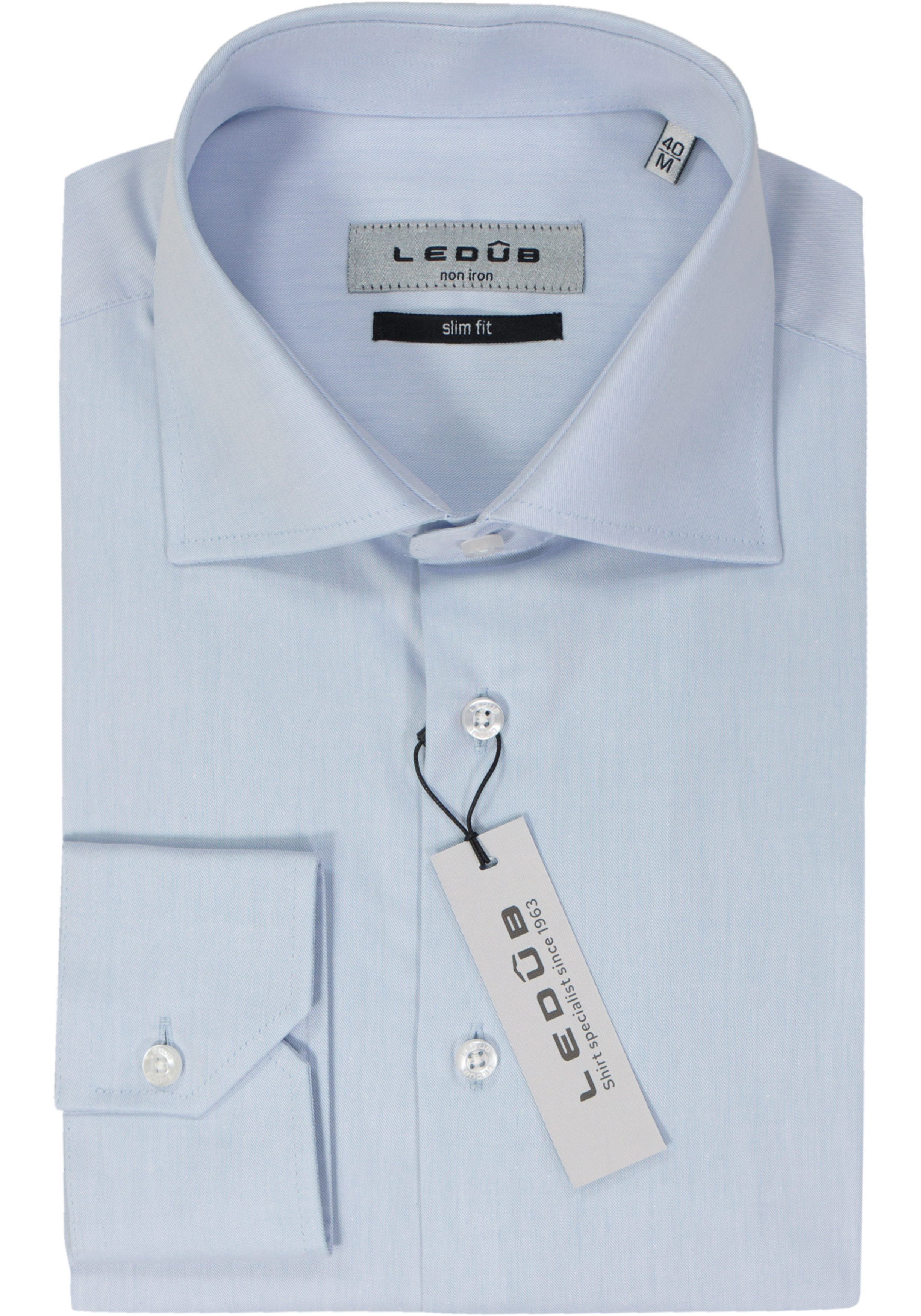 Ledub slim fit overhemd, lichtblauw twill 