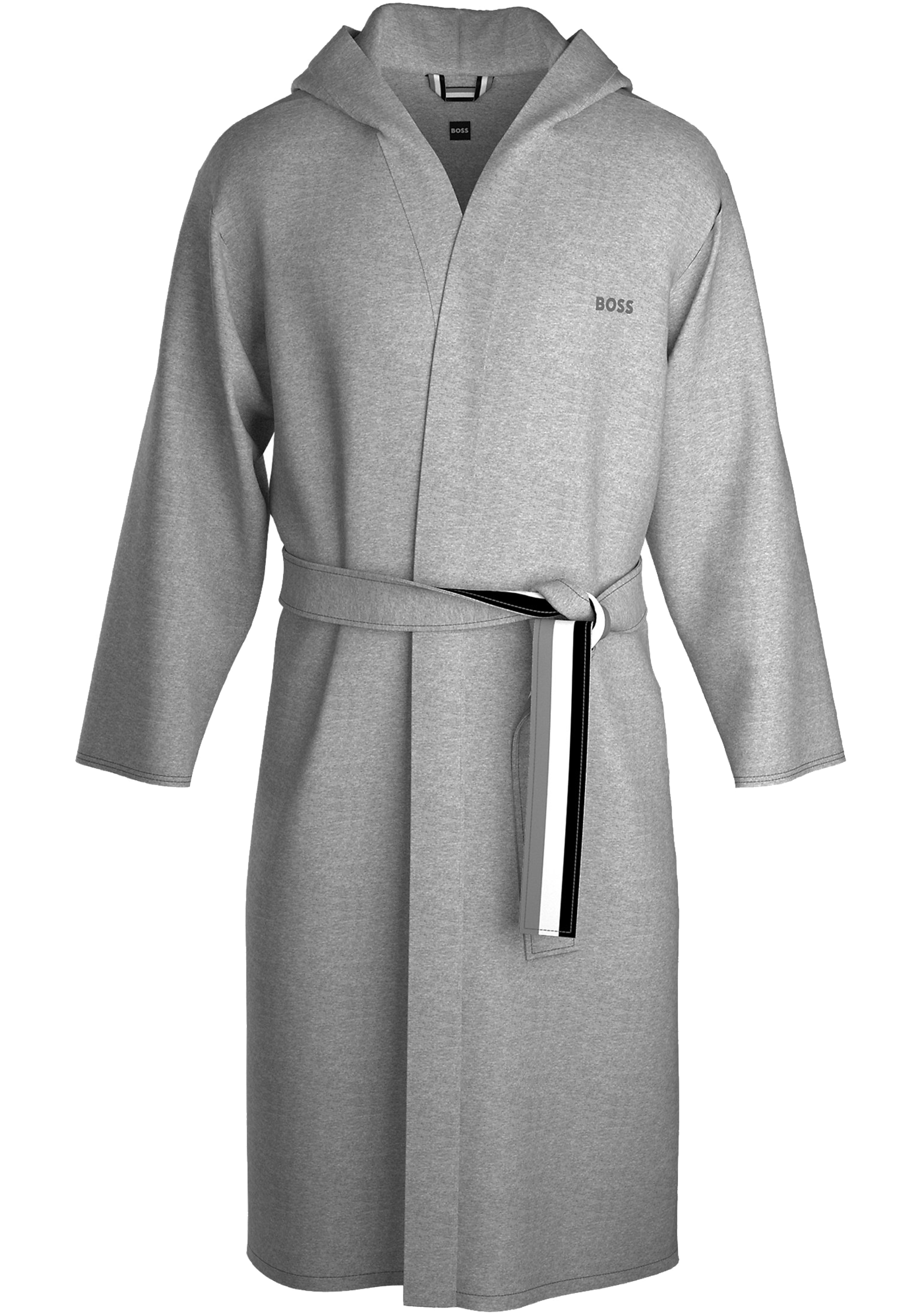BOSS Iconic French Terry Robe, heren badjas (middeldik), middengrijs