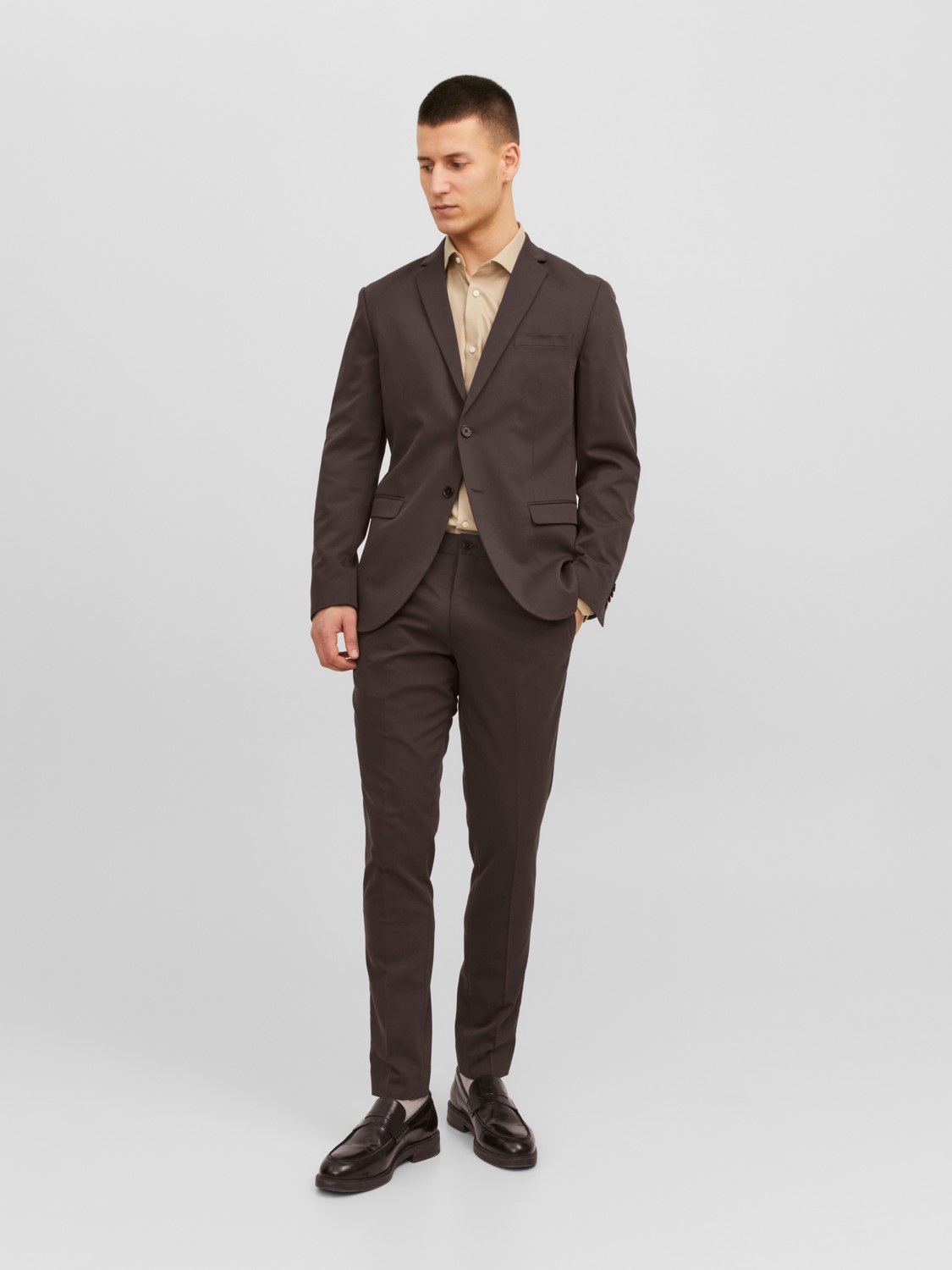 JACK & JONES Franco Trouser slim fit, heren pantalon, donkerbruin