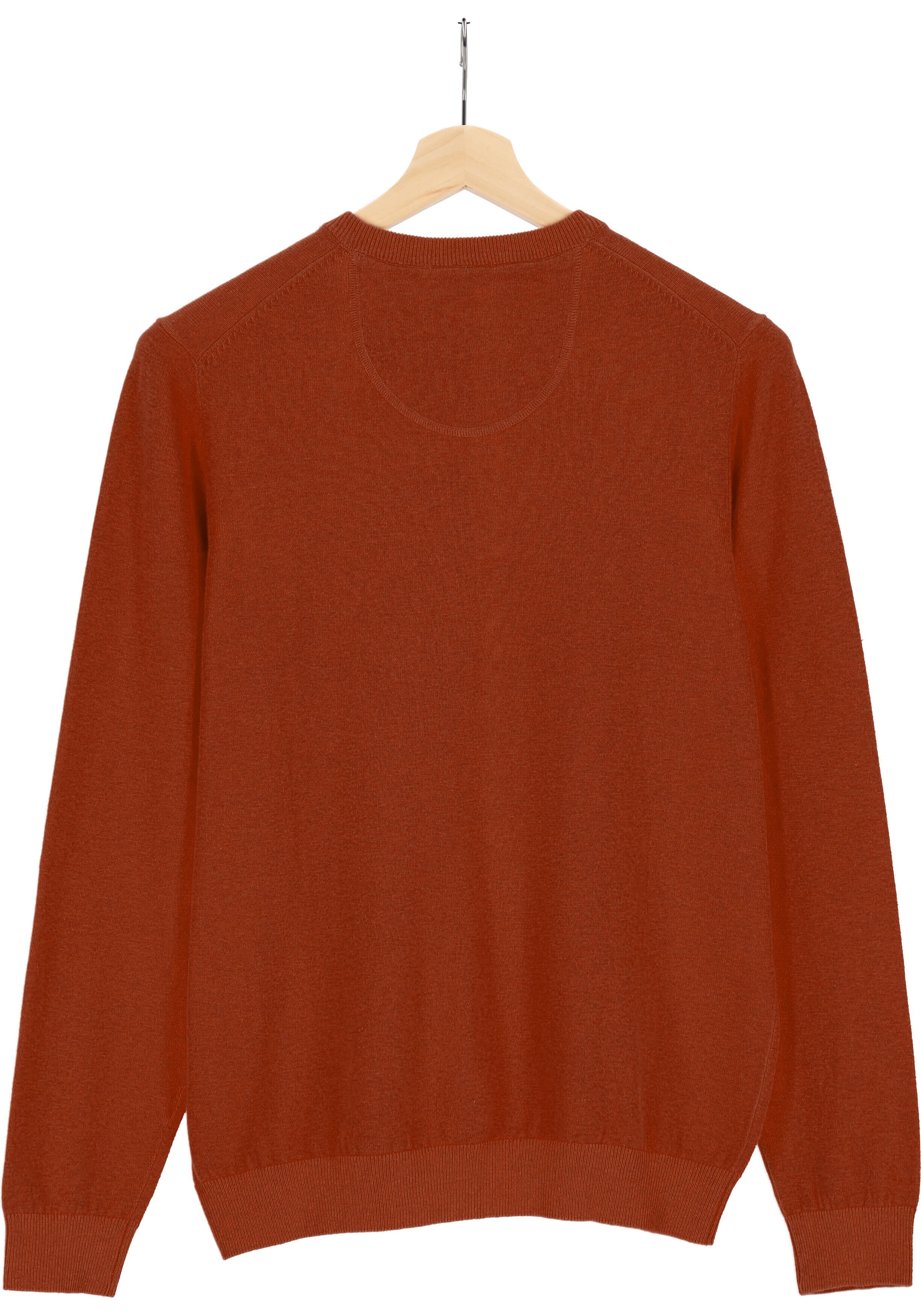 MARVELIS modern fit trui katoen, V-hals, roestbruin