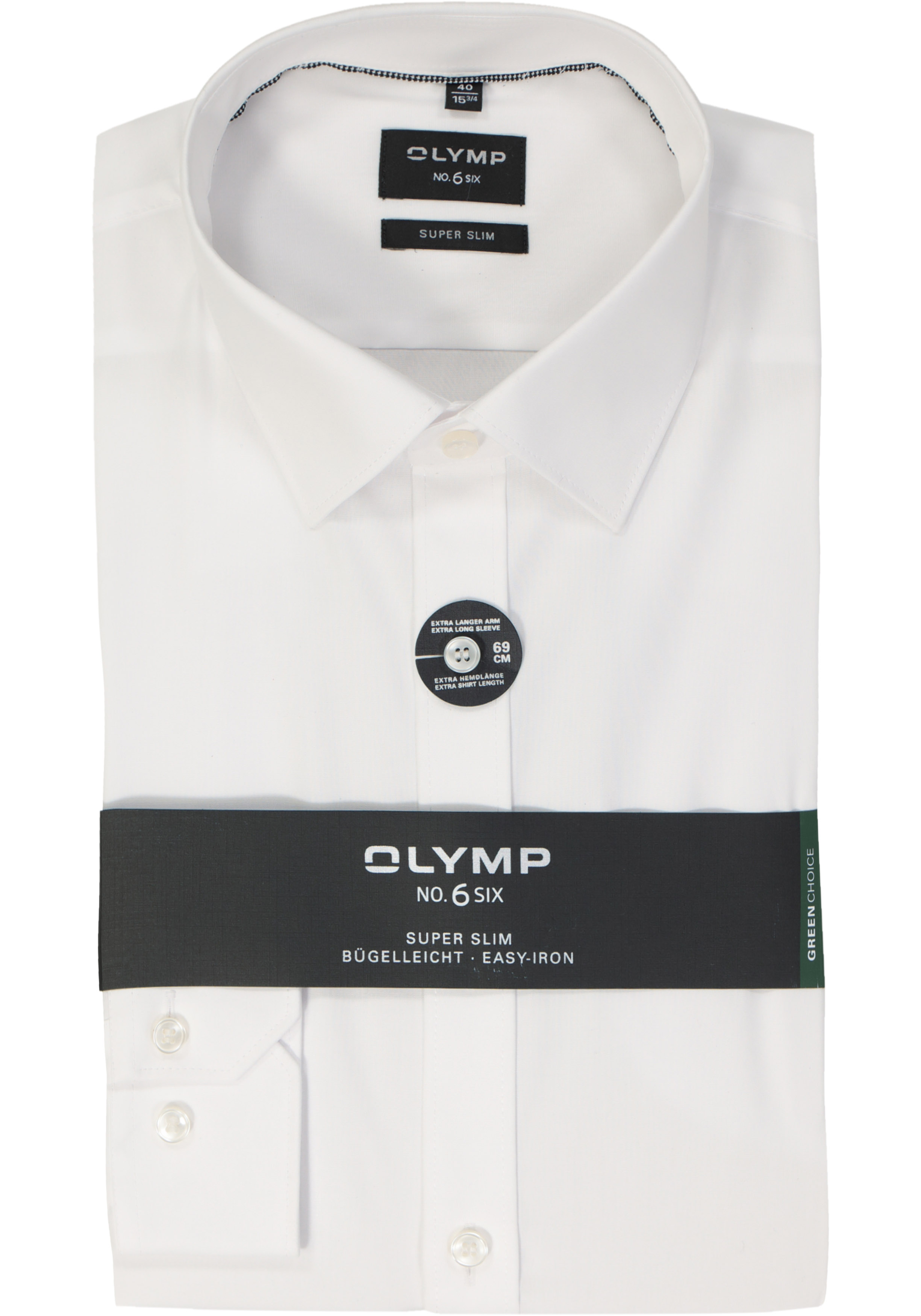 OLYMP No. Six super slim fit overhemd, mouwlengte 7, wit     