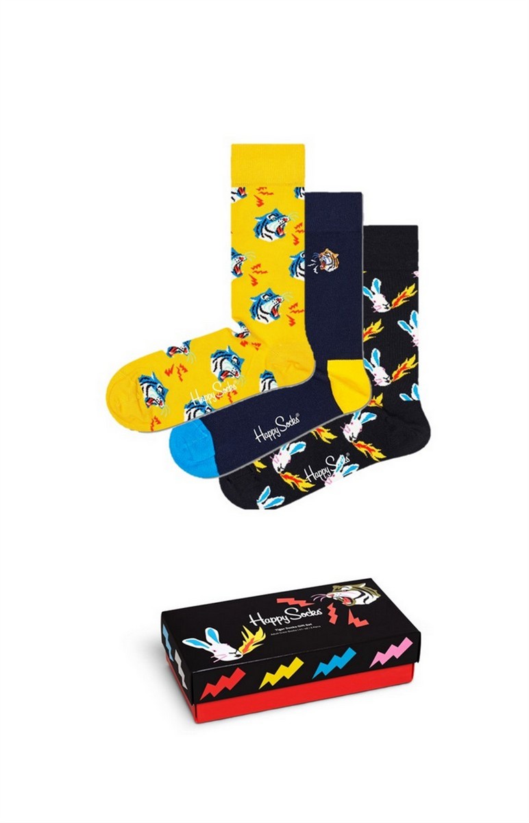Happy Socks Tiger Socks Gift Set (3-pack), unisex sokken in cadeauverpakking