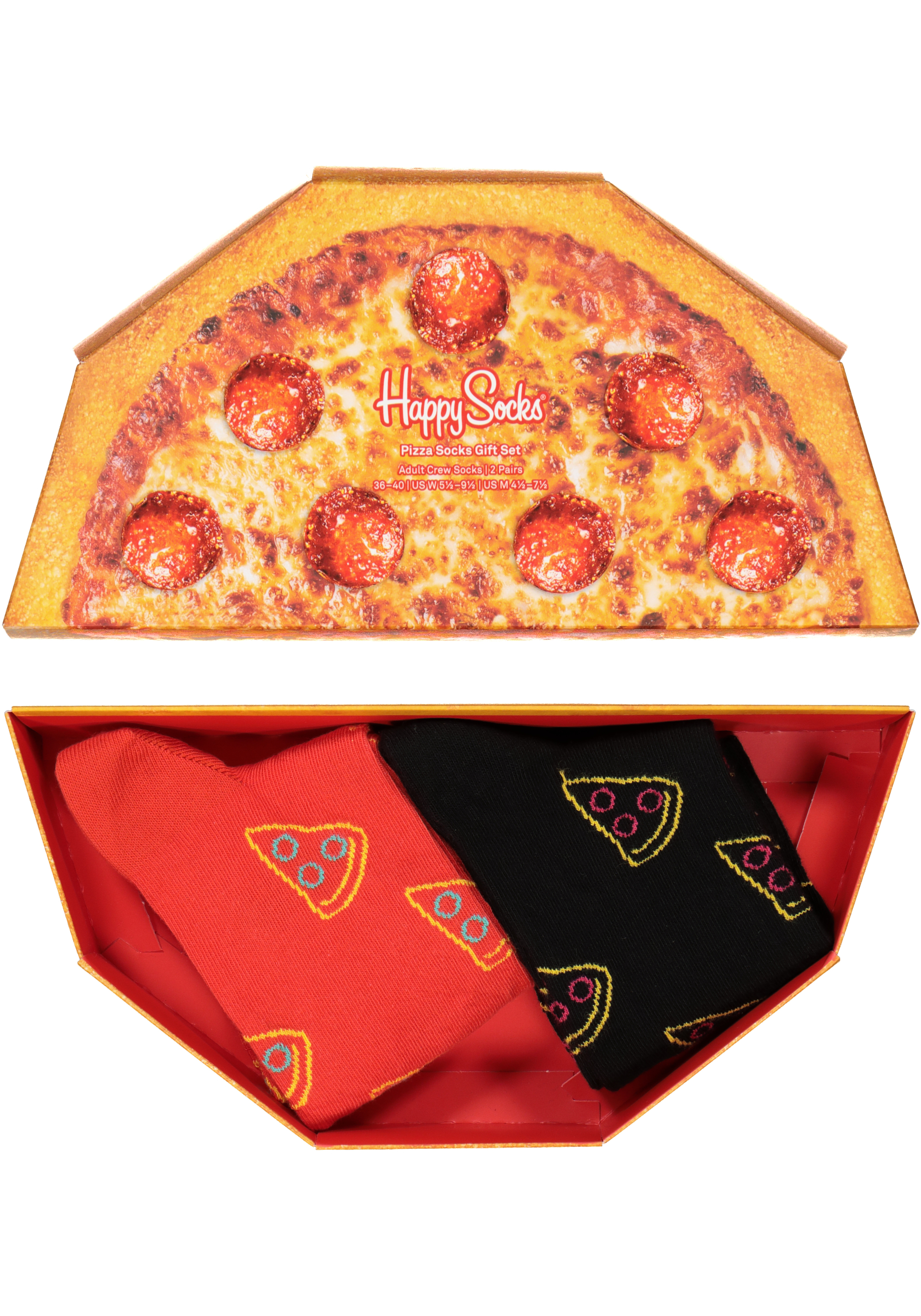 Happy Socks Pizza Socks Gift Set (2-pack), smakelijk rood en zwart