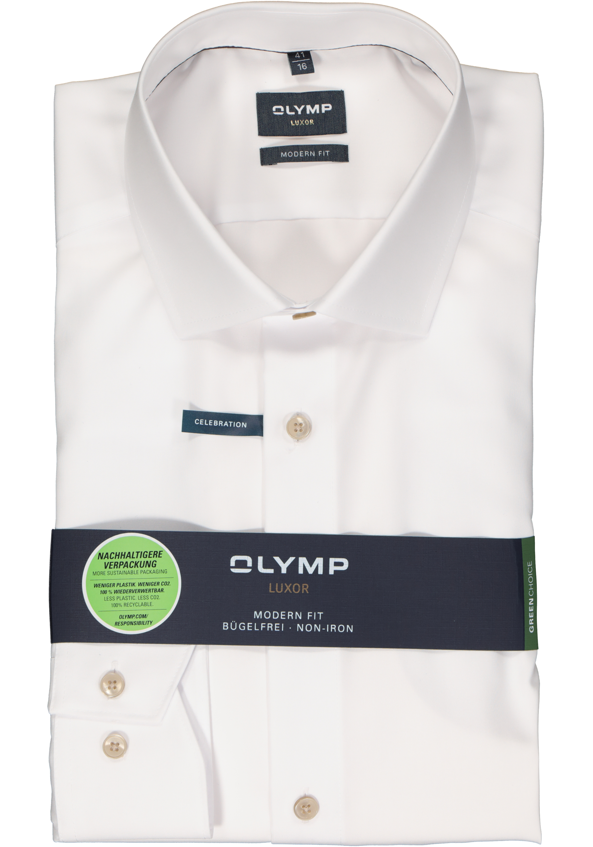 OLYMP modern fit overhemd, popeline, wit