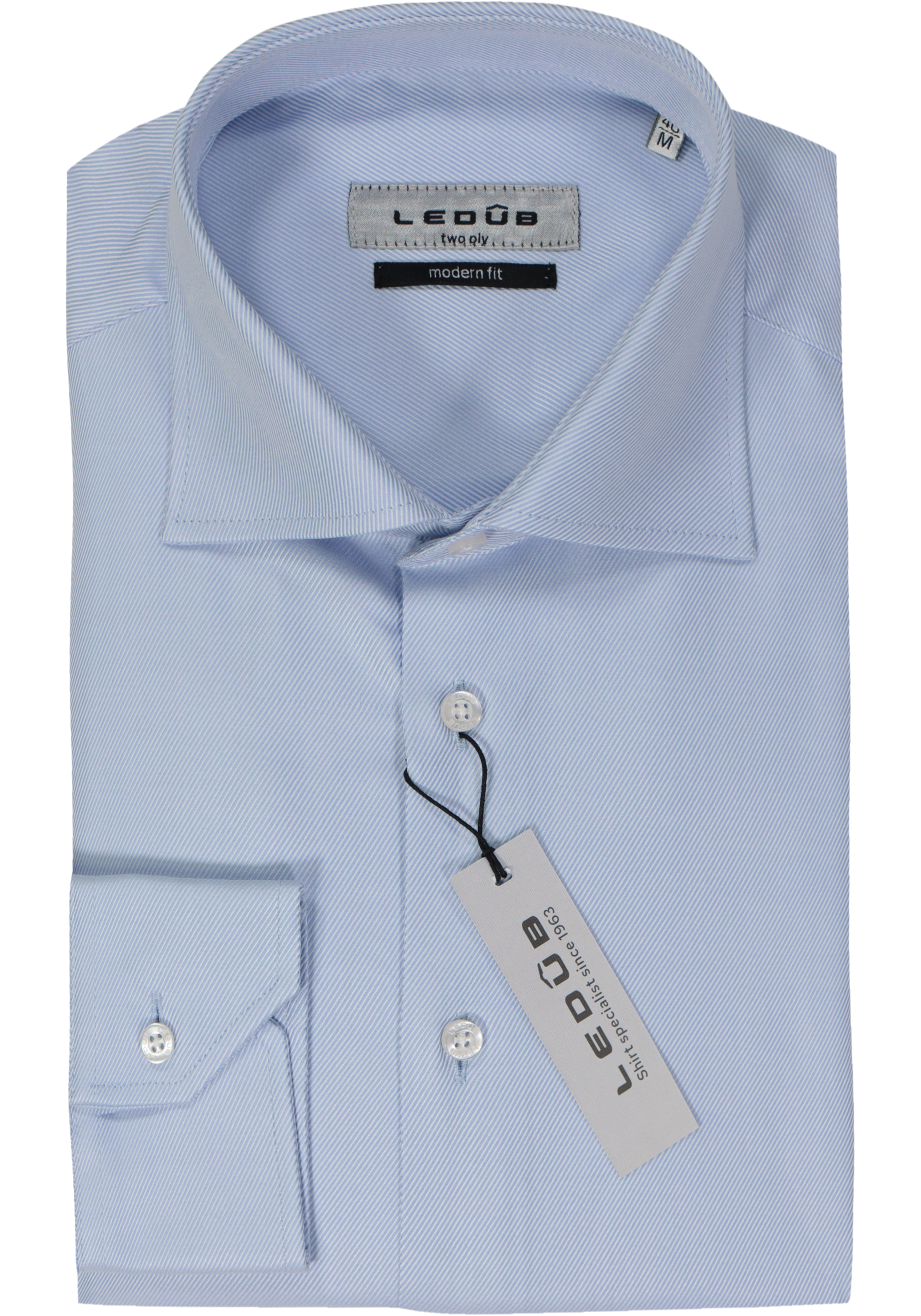 Ledub modern fit overhemd, lichtblauw twill 