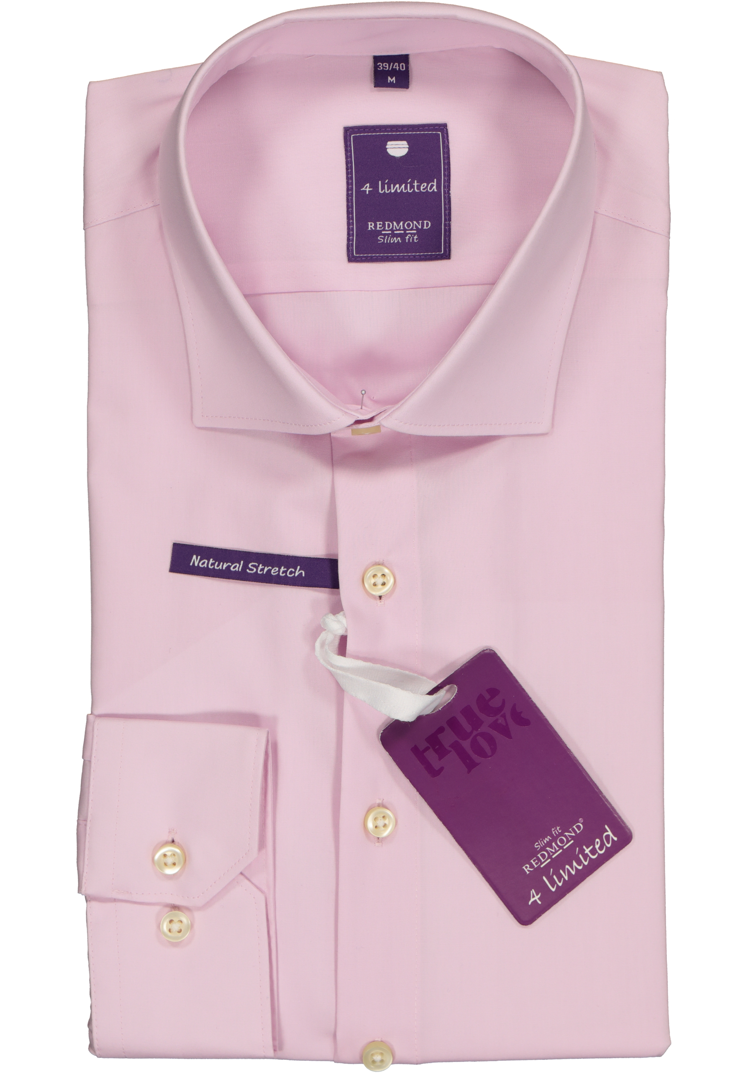 Redmond slim fit overhemd, roze