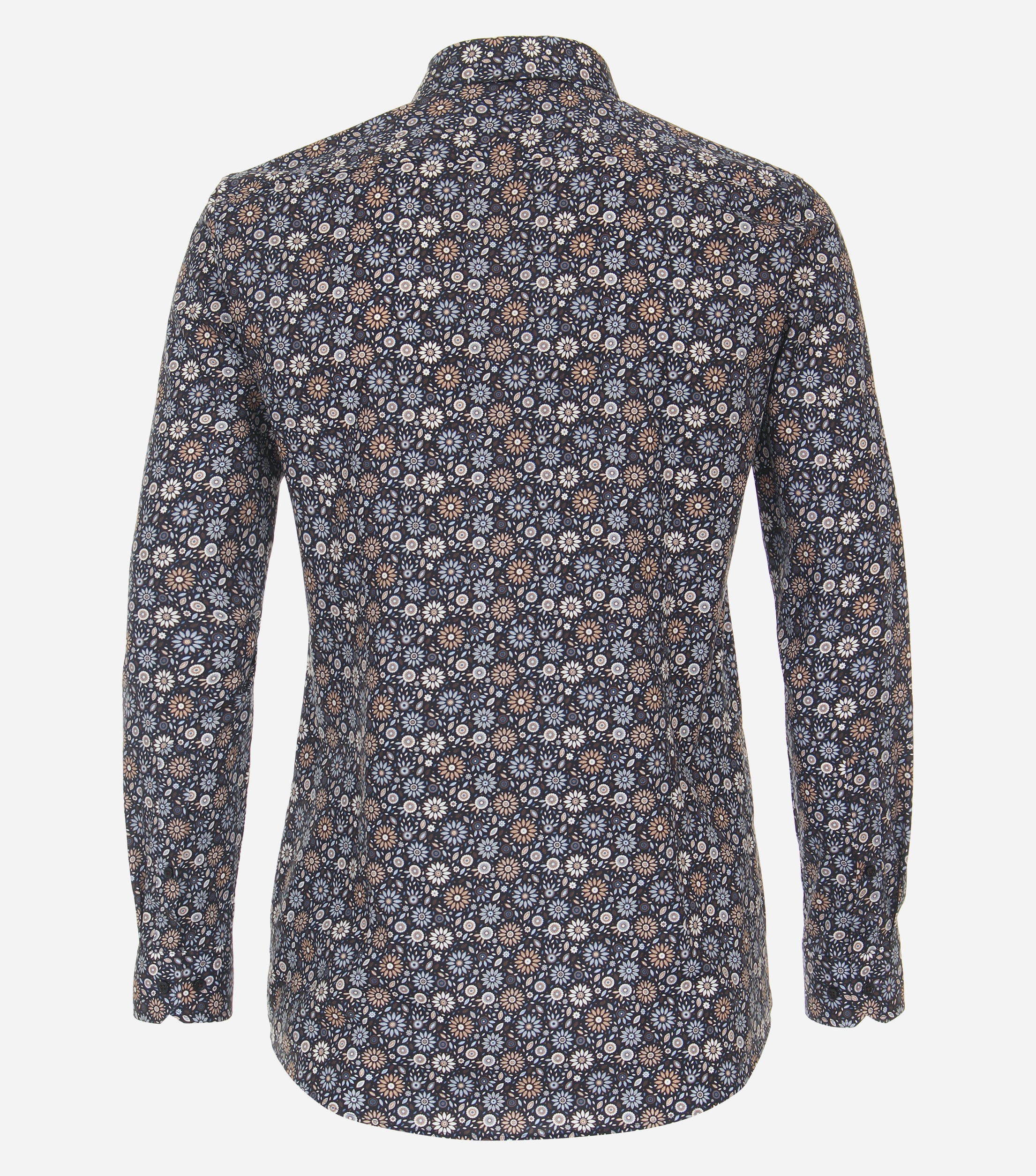 VENTI body fit overhemd, popeline, blauw dessin