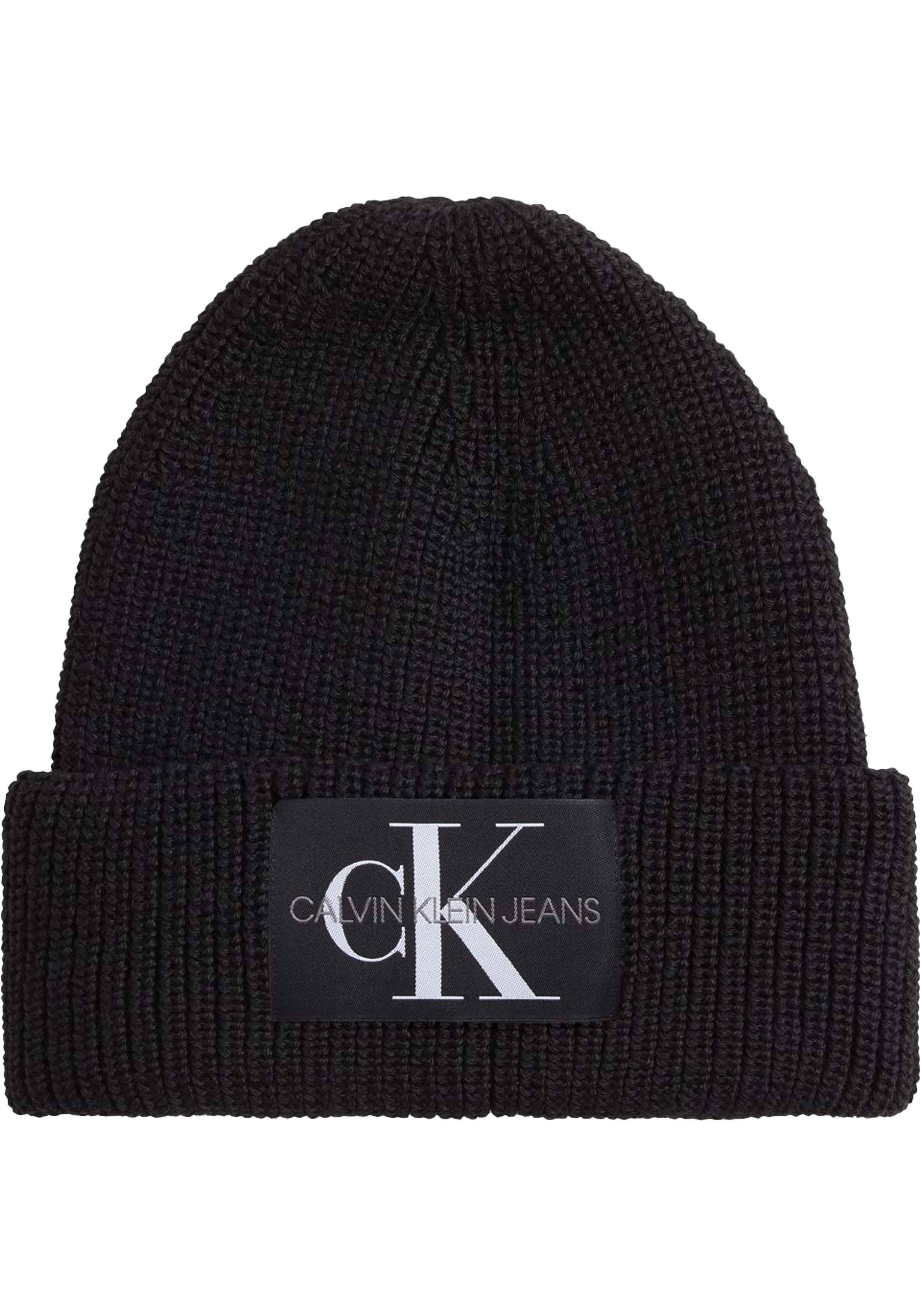 Calvin Klein muts, monologo patch beanie, zwart
