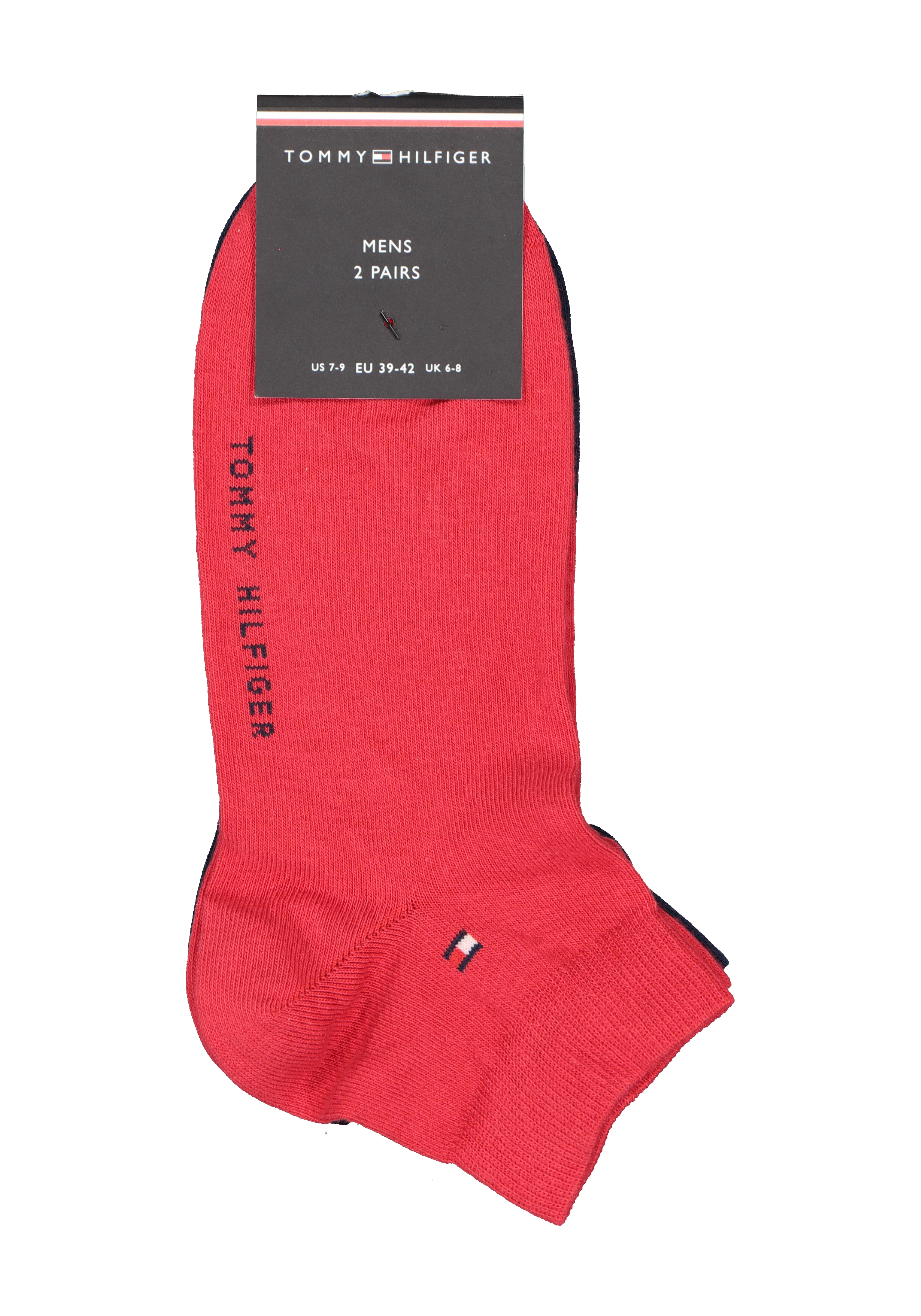 Tommy Hilfiger Quarter Socks (2-pack), herensokken katoen kort, Tommy original rood en blauw