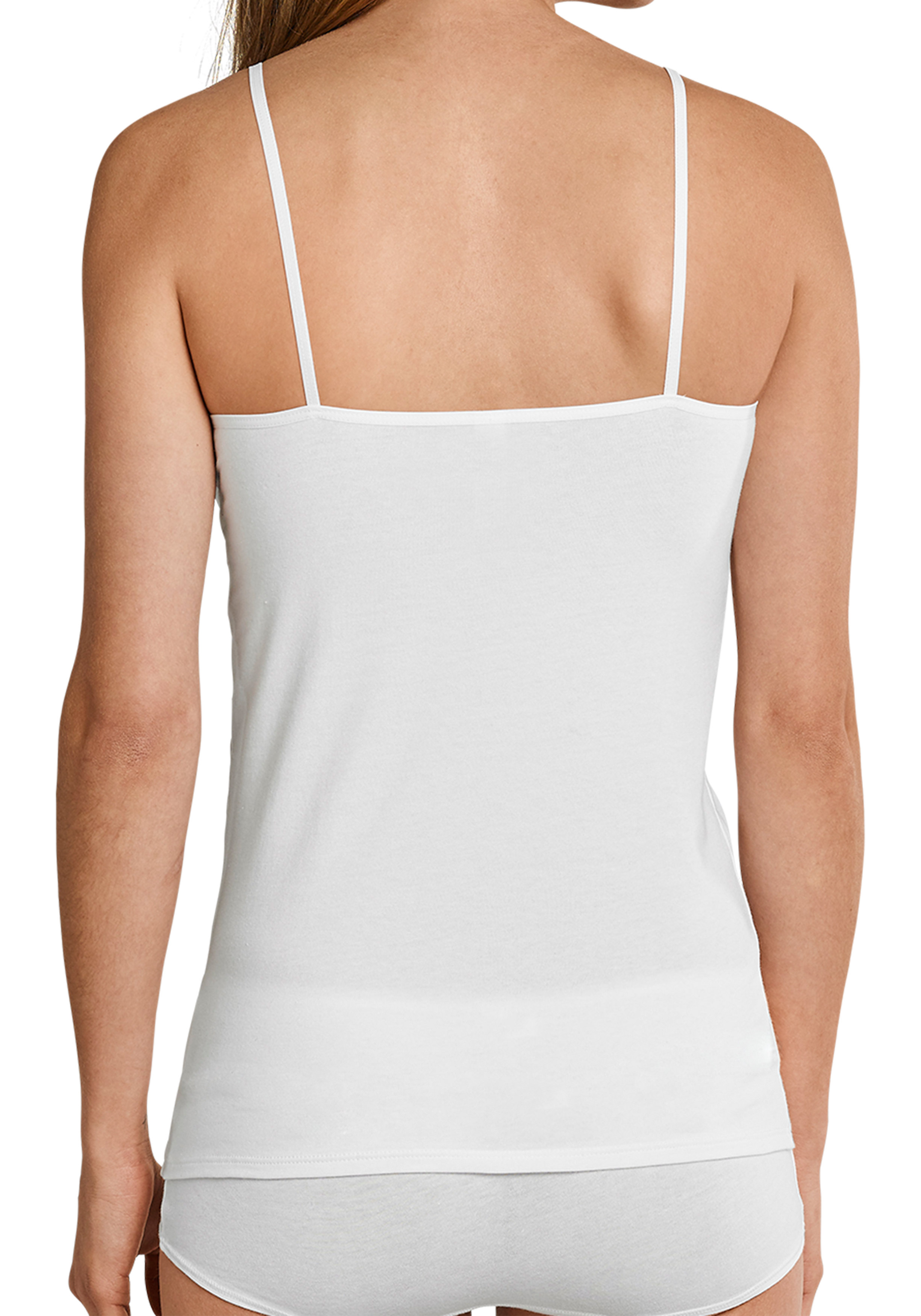 SCHIESSER Cotton Essentials dames singlet (2-pack), spaghetti bandjes, wit