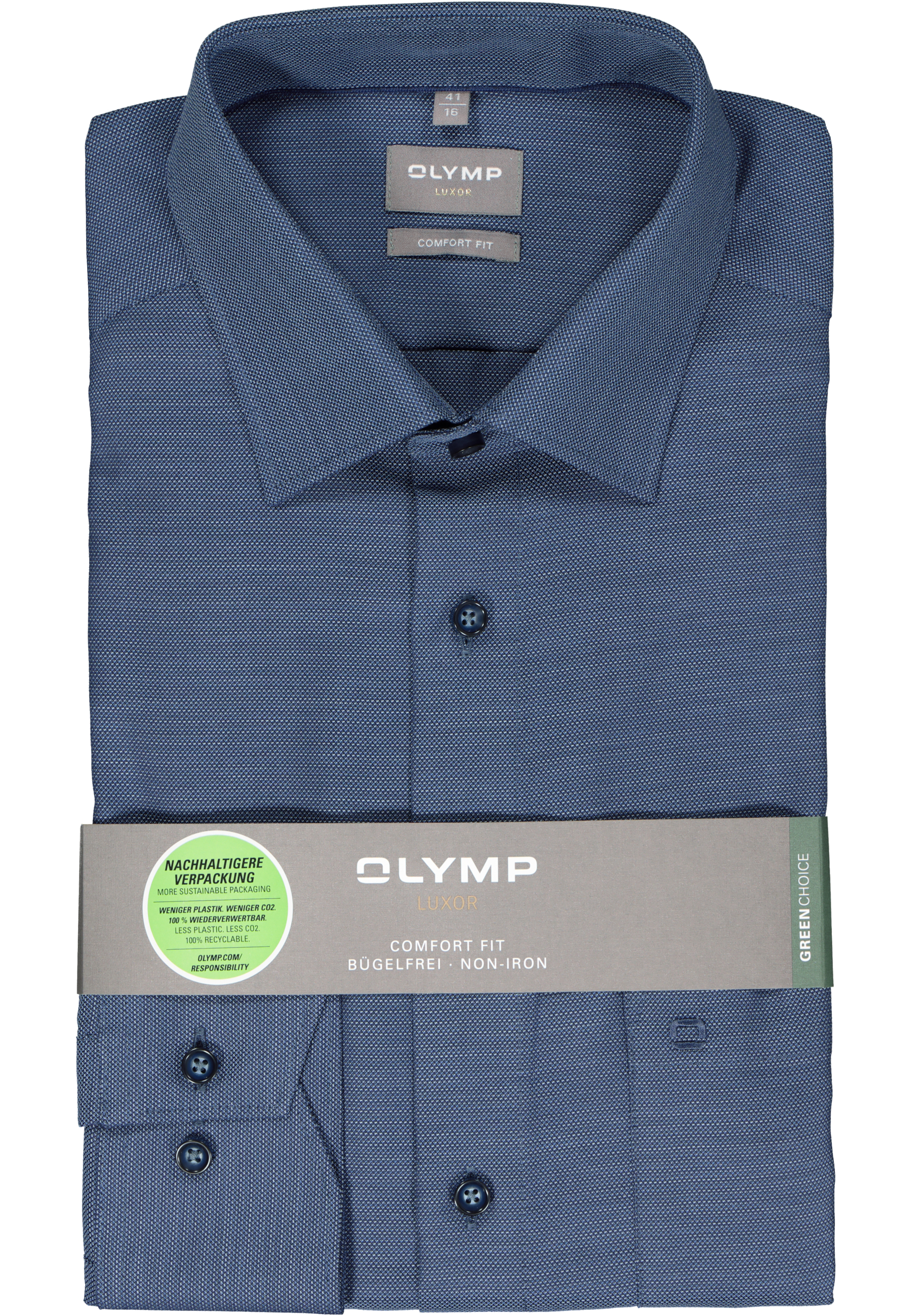 OLYMP comfort fit overhemd, structuur, marine blauw
