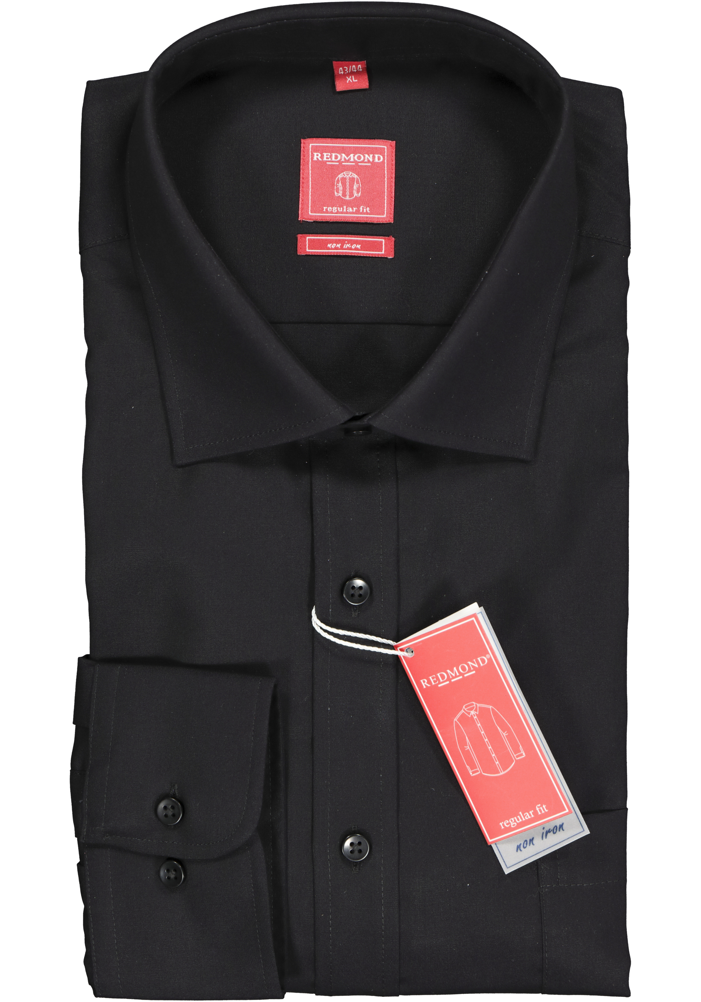 Redmond regular fit overhemd, zwart