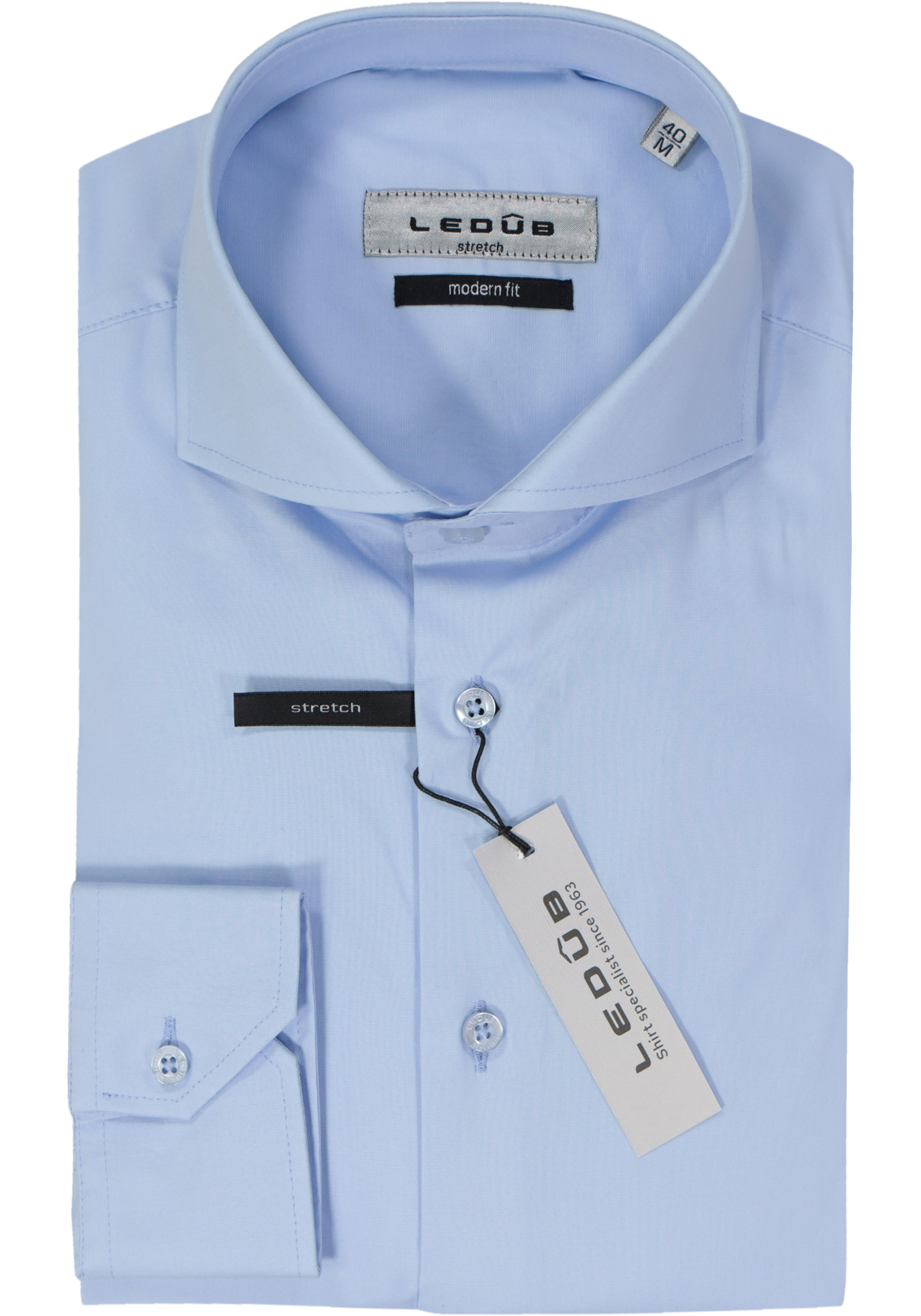 Ledub modern fit overhemd, lichtblauw stretch