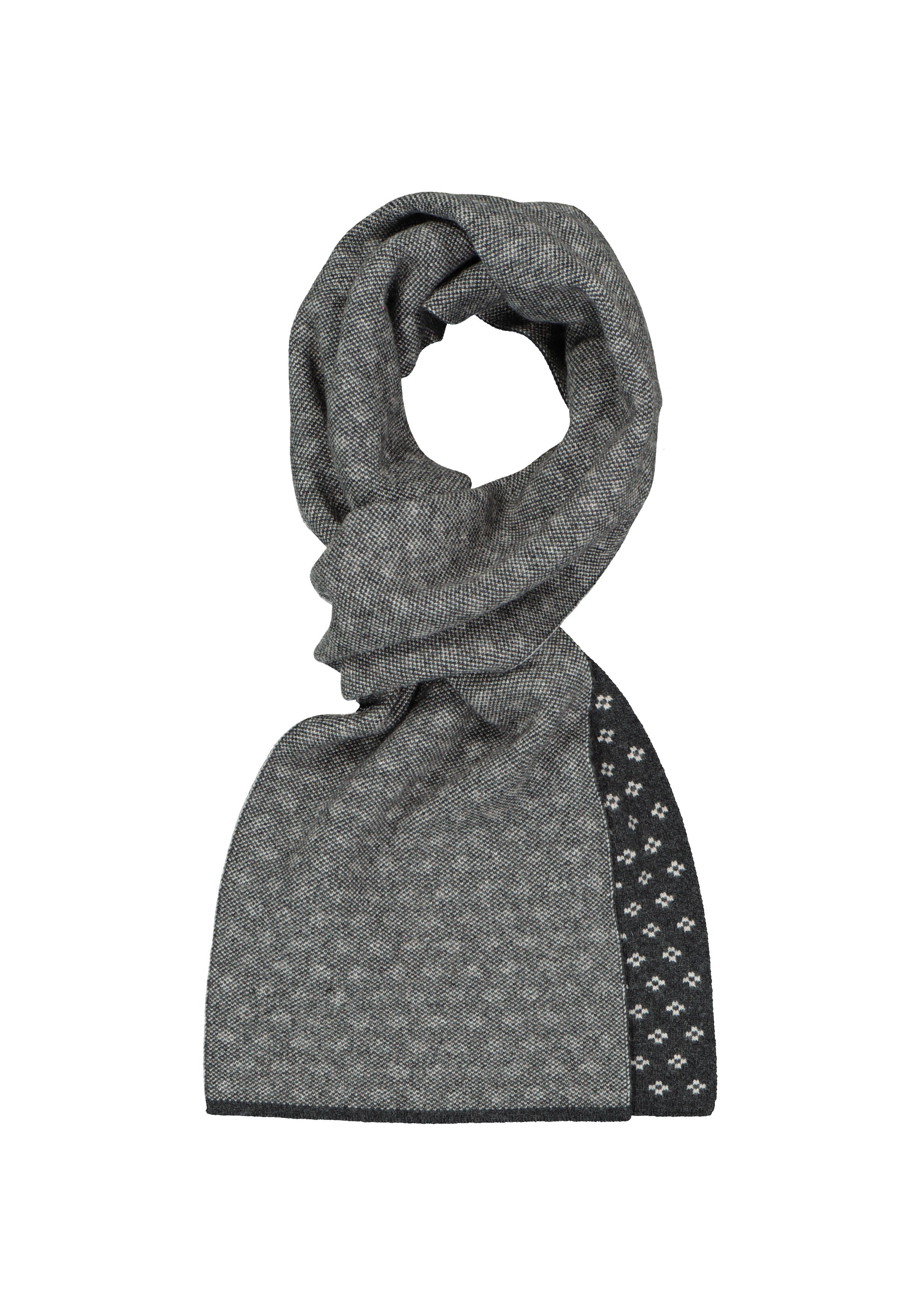 Set Profuomo sjaal met muts, antraciet grijs dessin met muts, in cadeaubox
