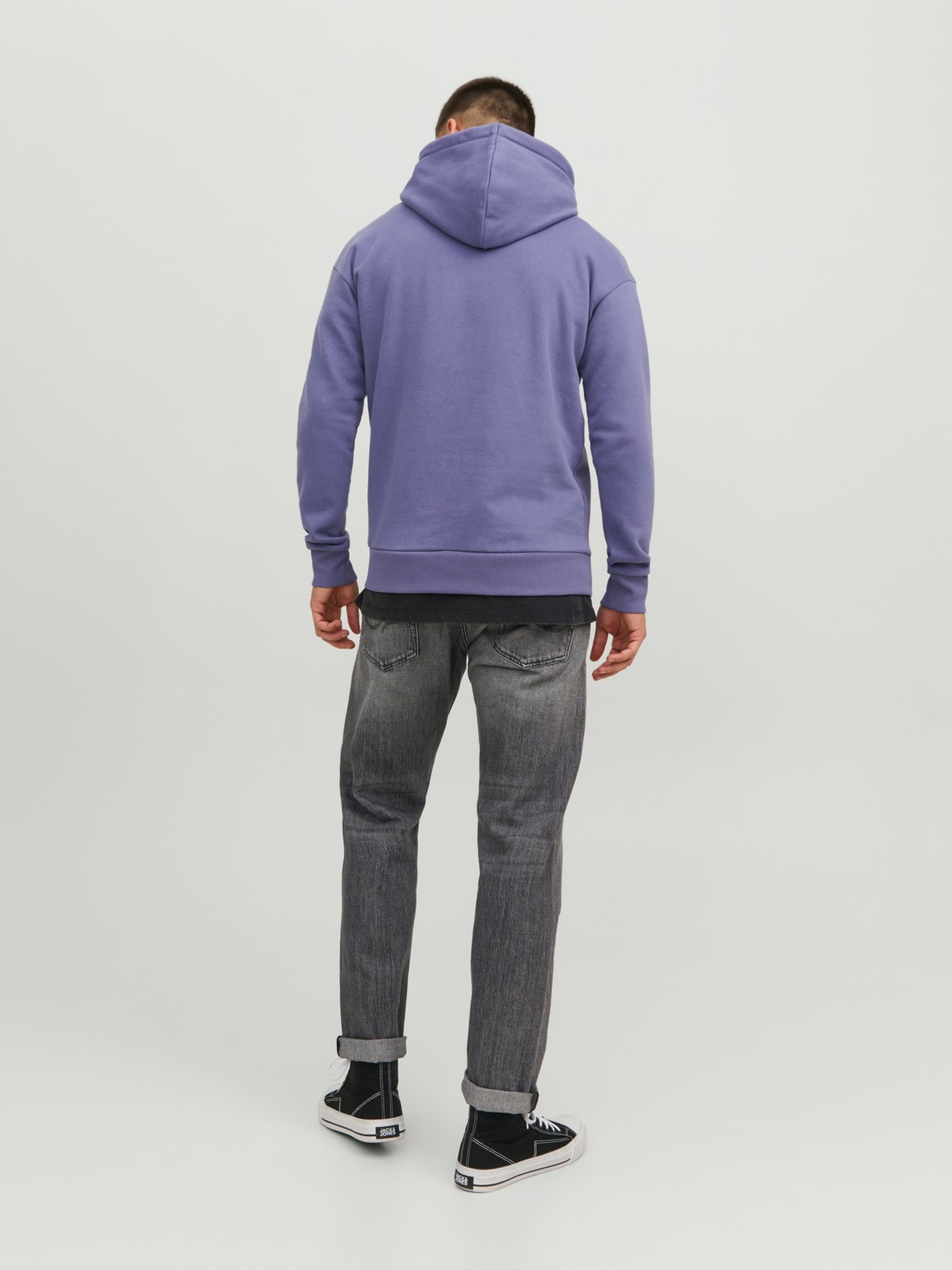 JACK & JONES Josh sweat hood regular fit, heren hoodie katoenmengsel met capuchon, paars