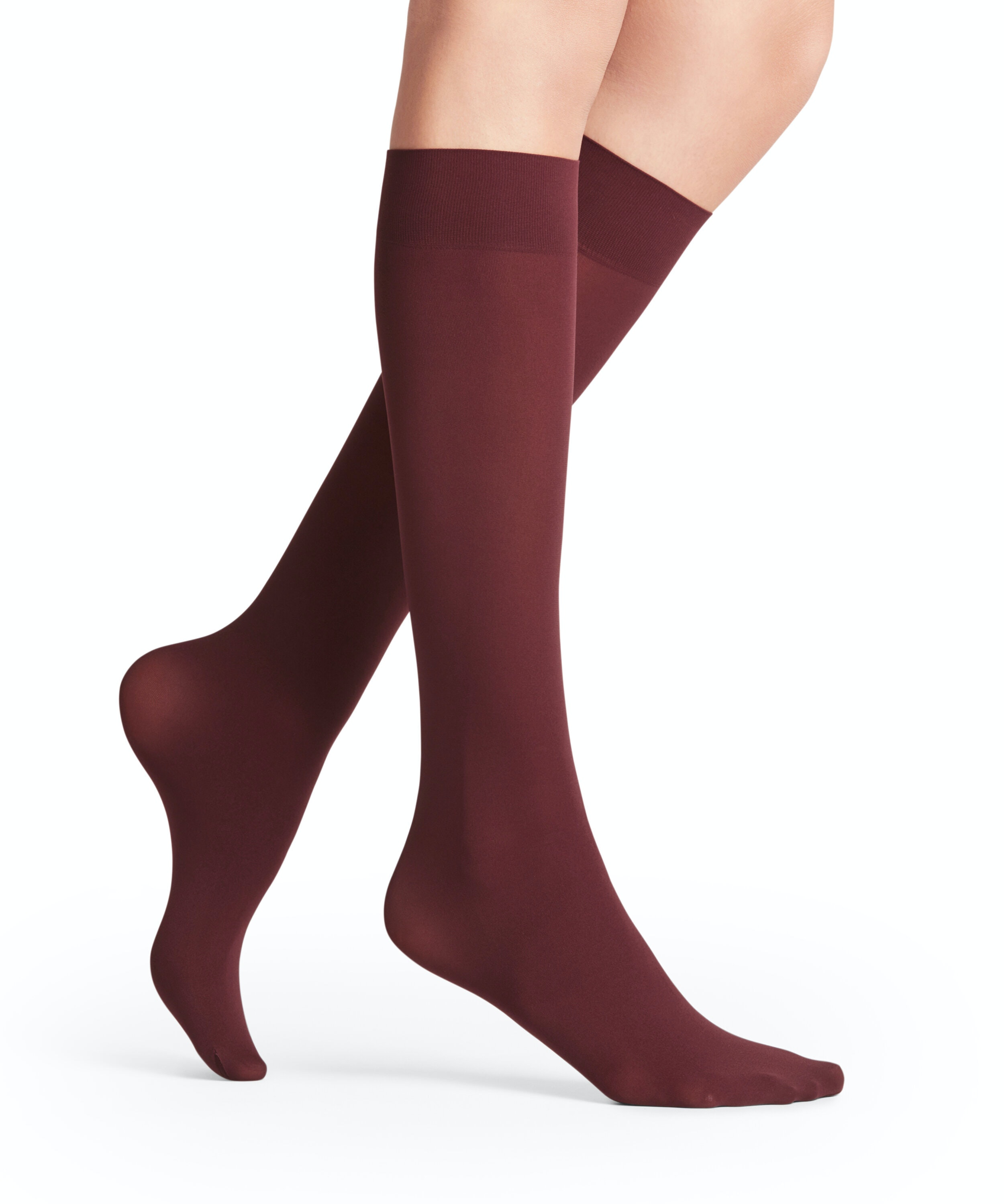 FALKE Pure Matt 50 DEN dames kniekousen, donkerrood (barolo)