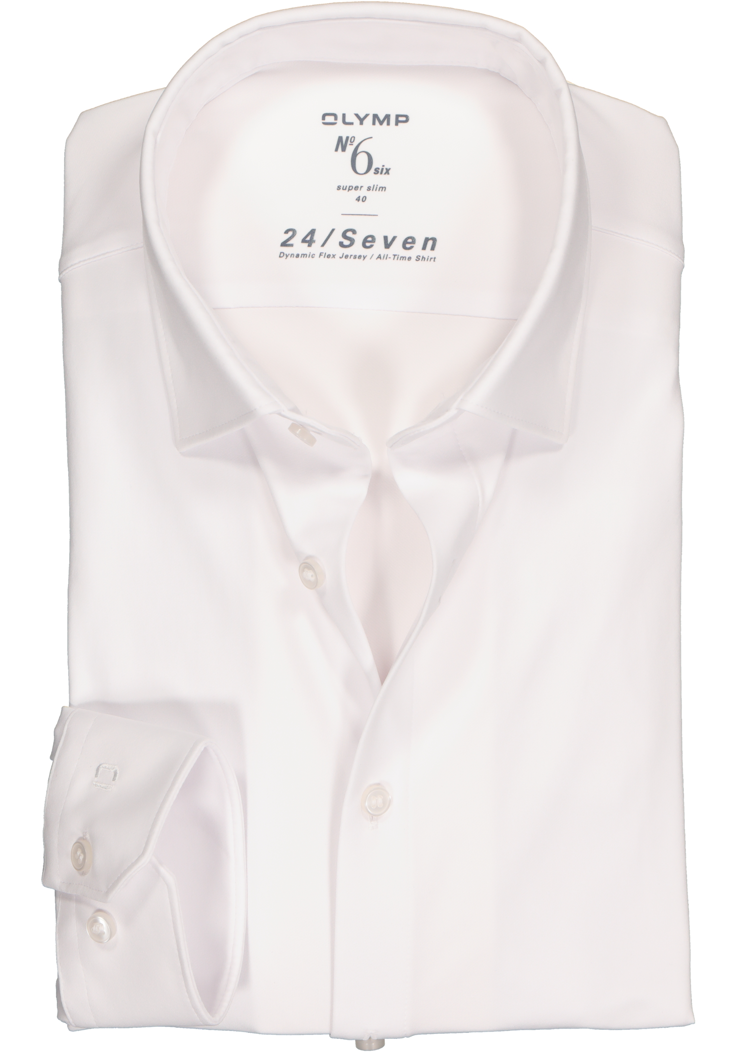 OLYMP No. Six 24/Seven super slim fit overhemd, wit tricot