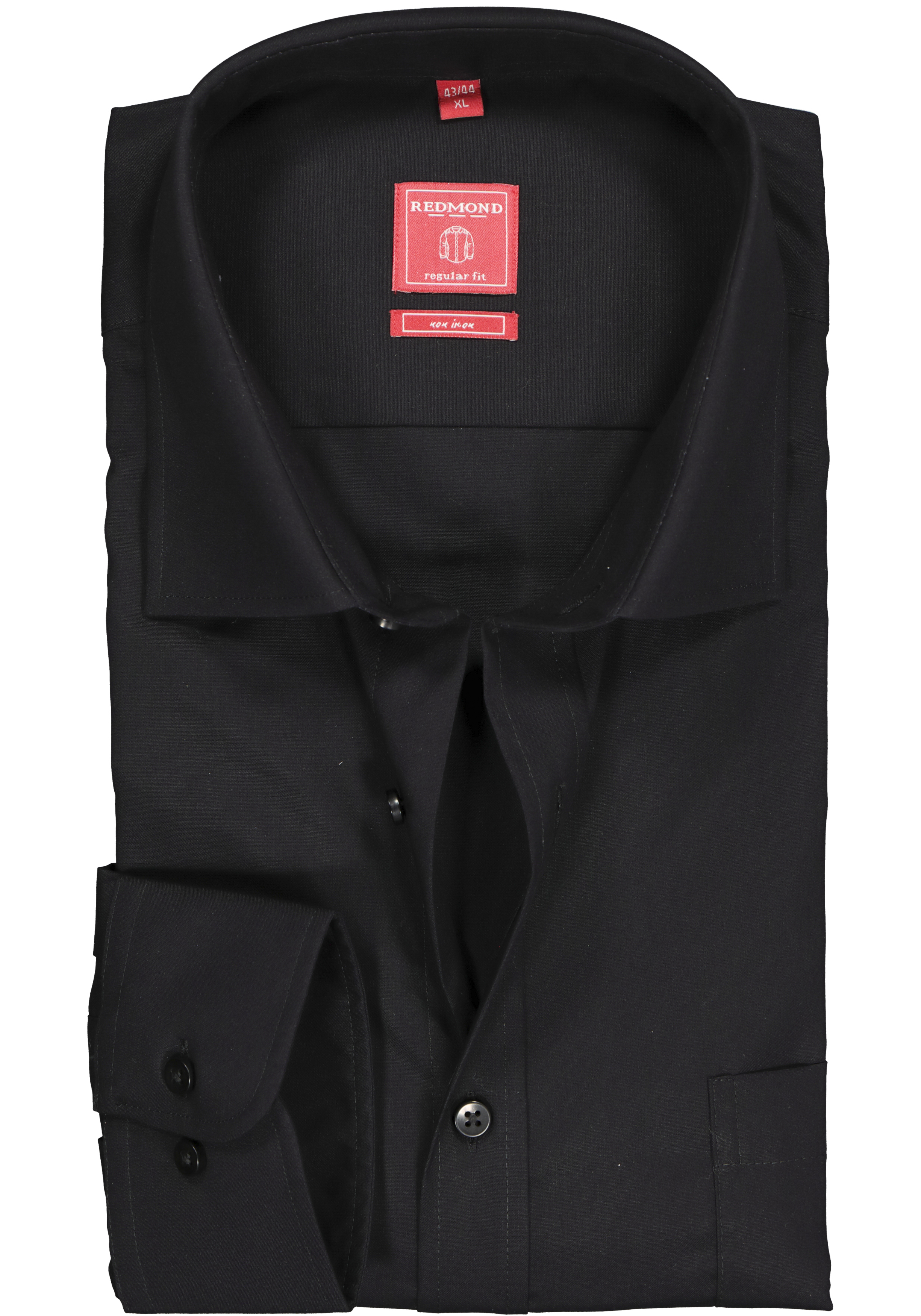 Redmond regular fit overhemd, zwart