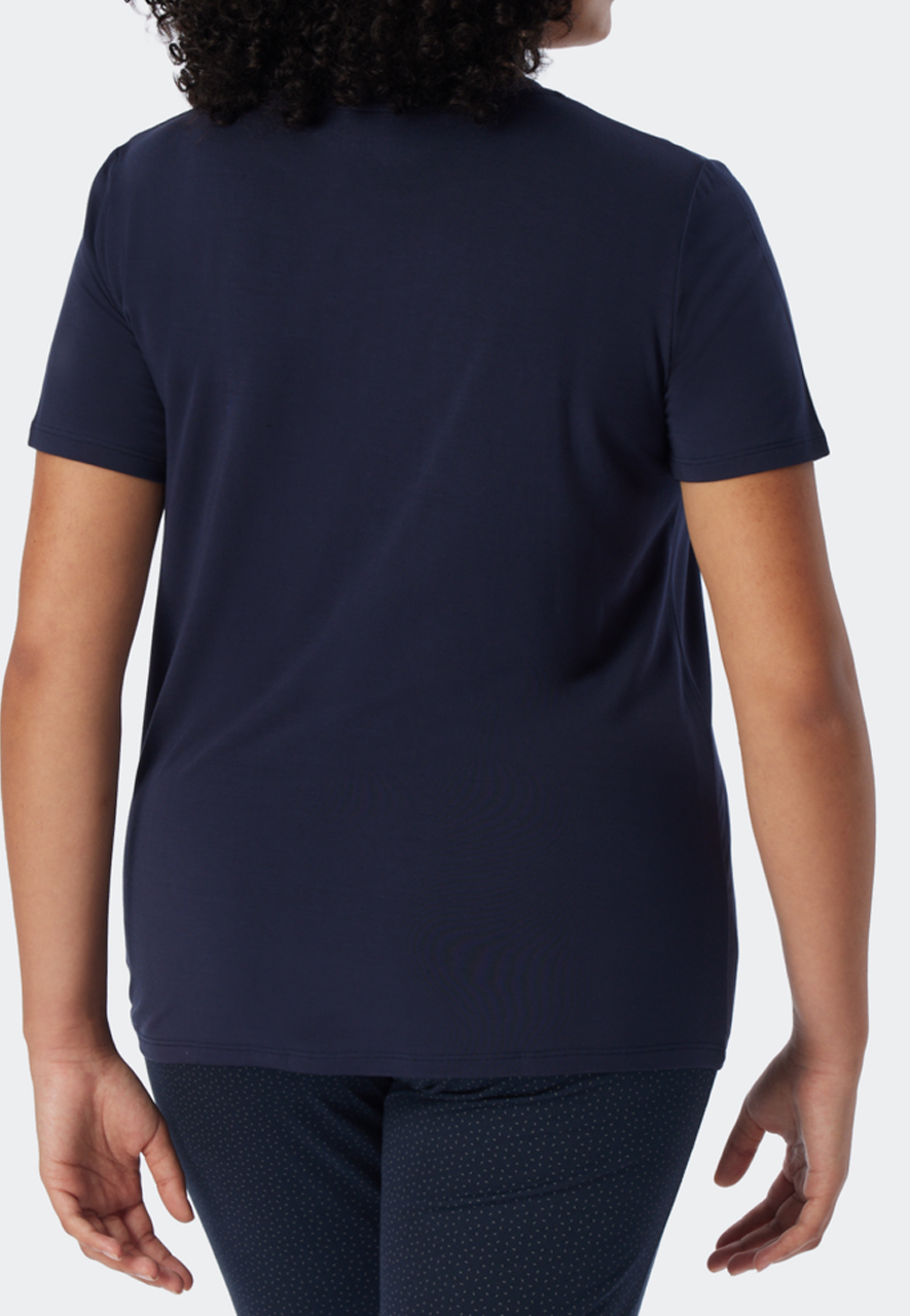 SCHIESSER Mix+Relax T-shirt, dames shirt korte mouwen modal blauw