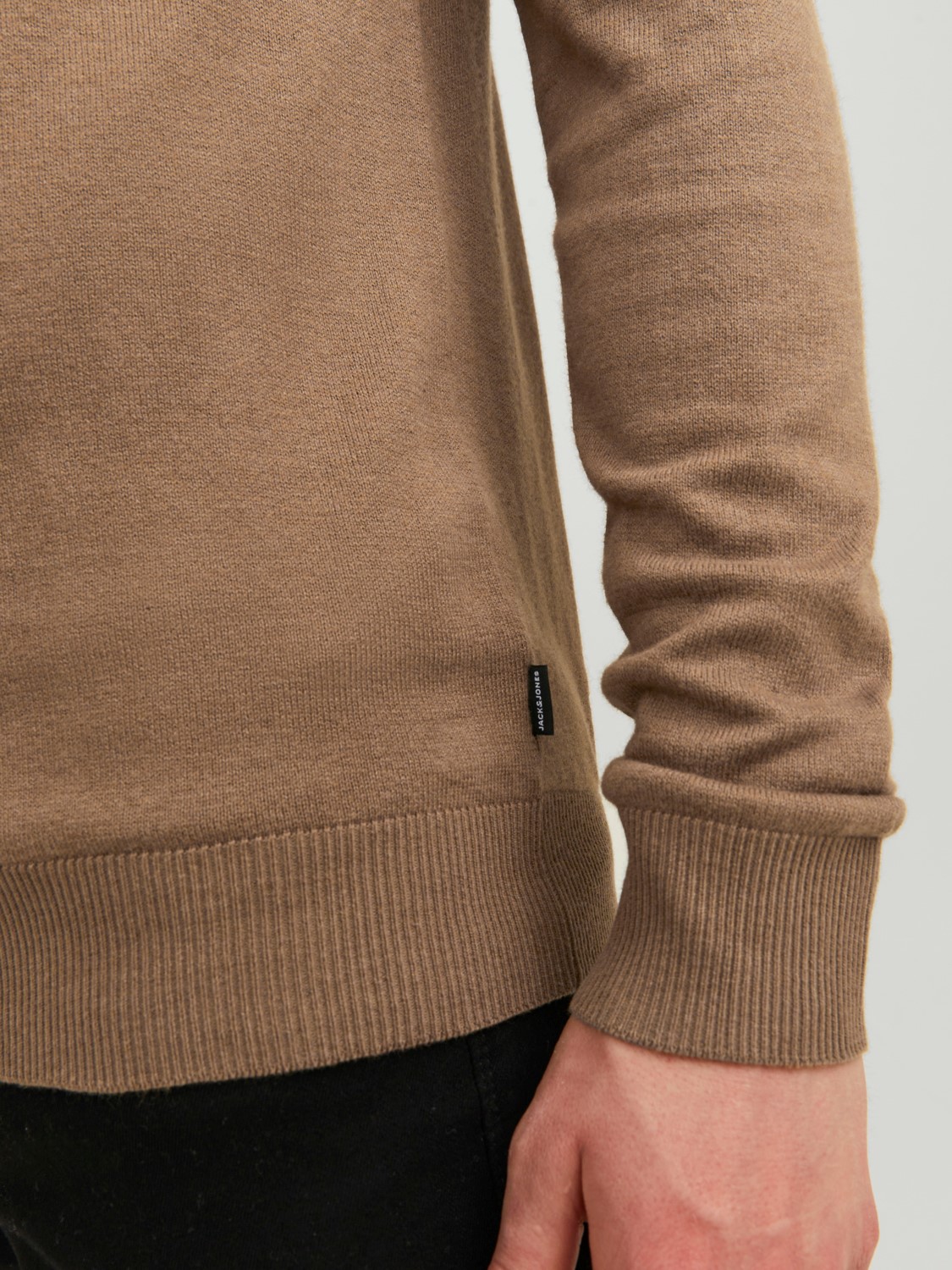 JACK & JONES Emil knit roll neck slim fit, heren pullover viscosemengsel met col, camel bruin