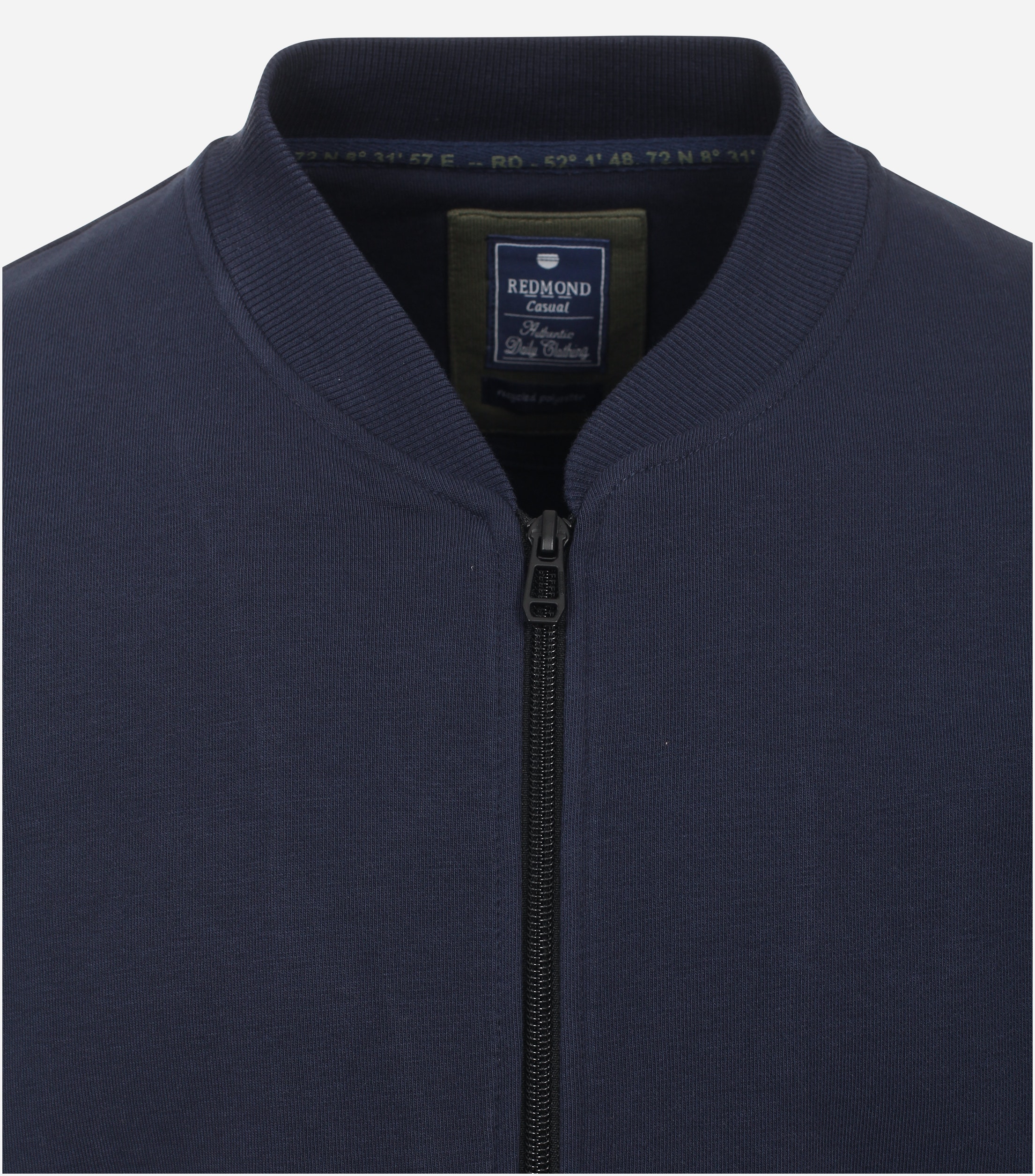 Redmond heren sweatvest katoenmengsel, opstaande kraag, blauw (middeldik)