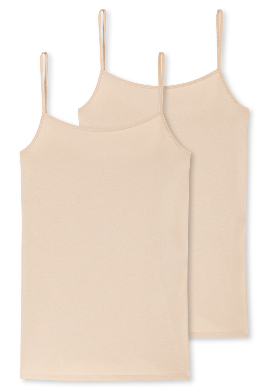 SCHIESSER 95/5 singlet (2-pack), dames spaghettitop biologisch katoen zand