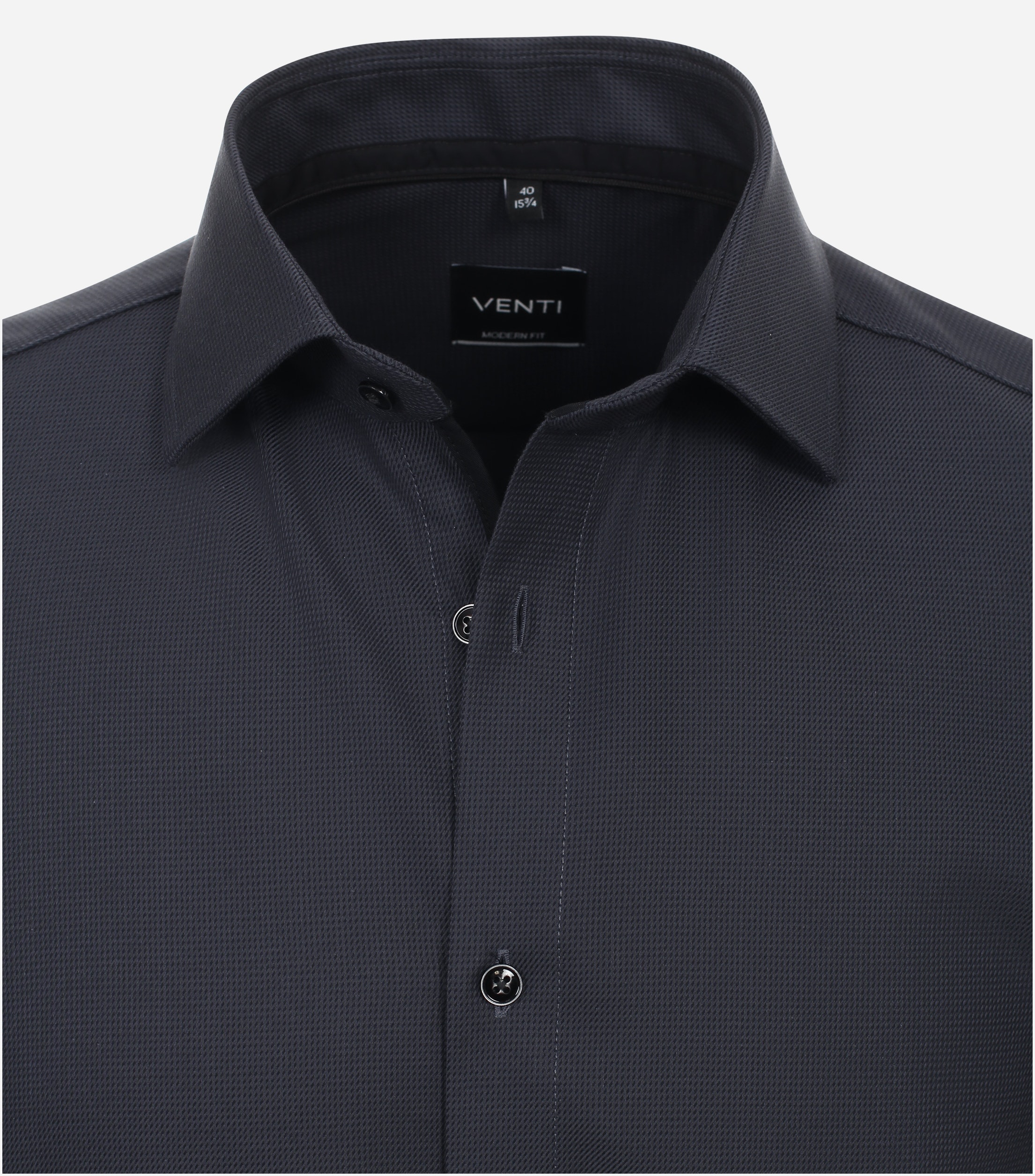 VENTI modern fit overhemd, structuur, zwart