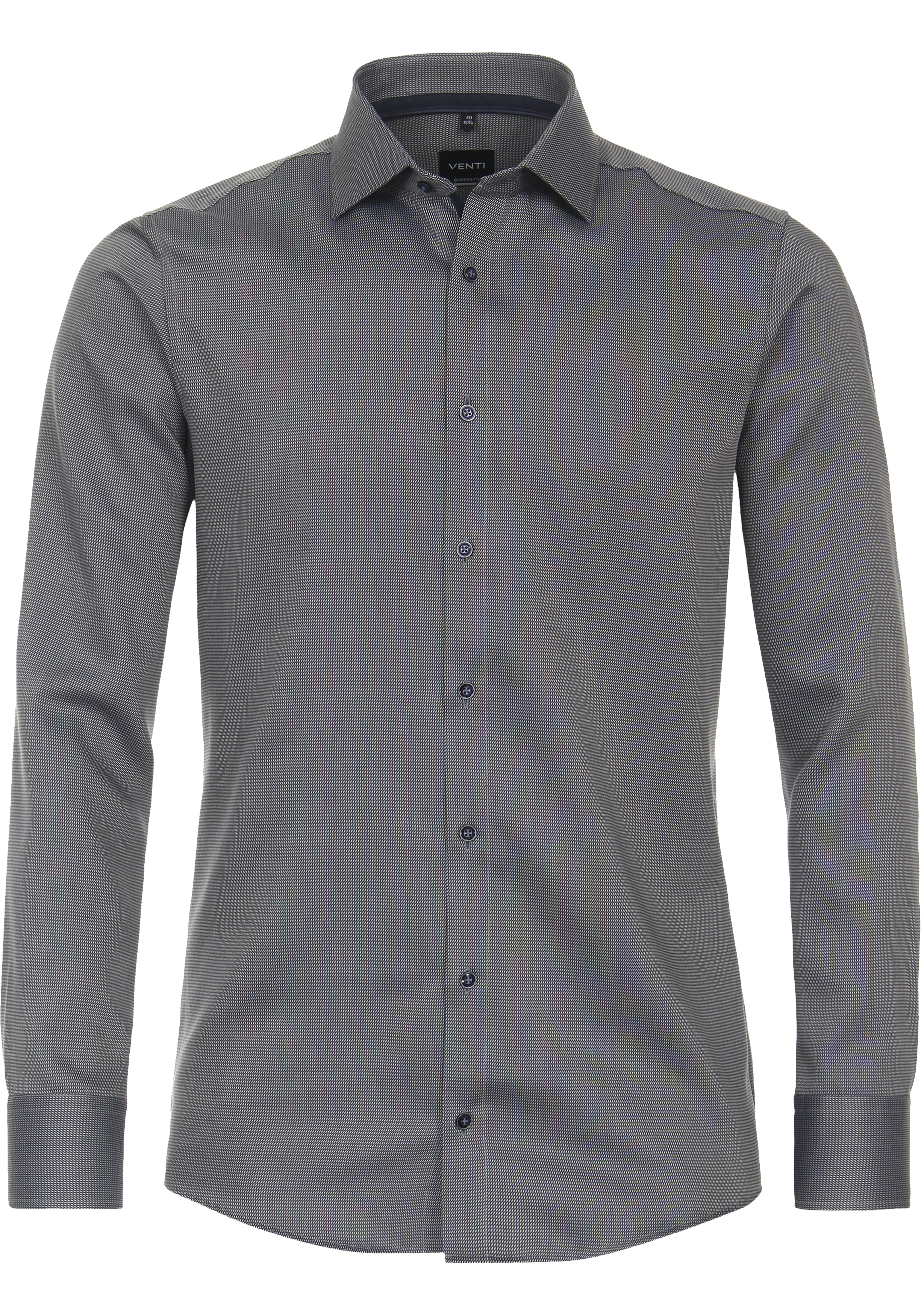 VENTI modern fit overhemd, dobby, groen, wit, blauw mini dessin