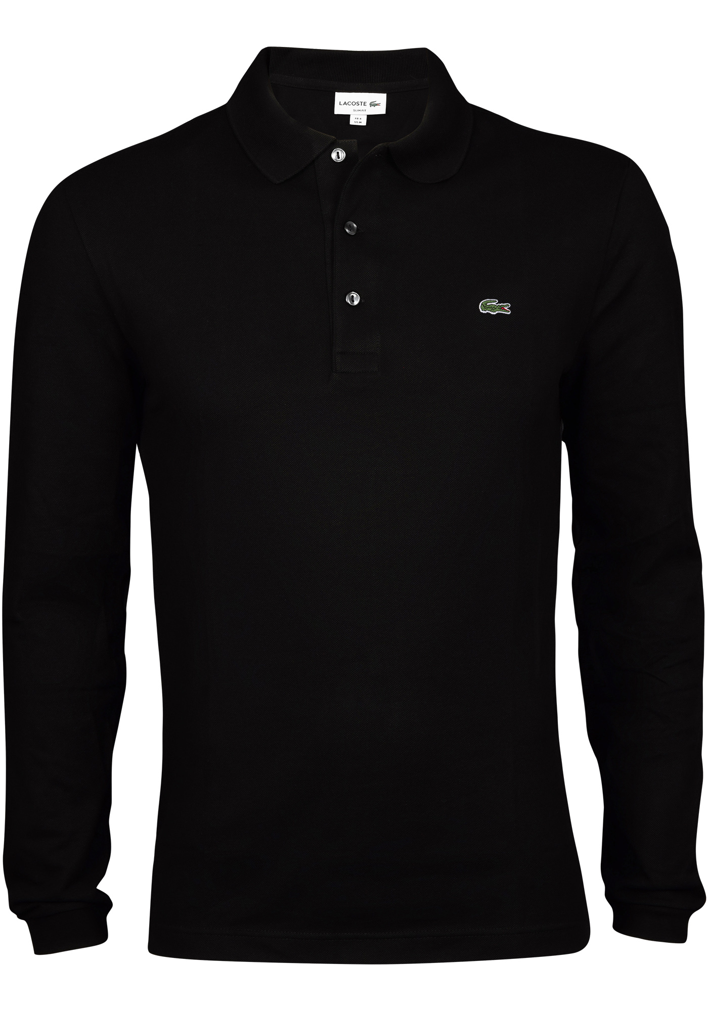 Lacoste Sport slim fit polo, poloshirt lange mouw, zwart