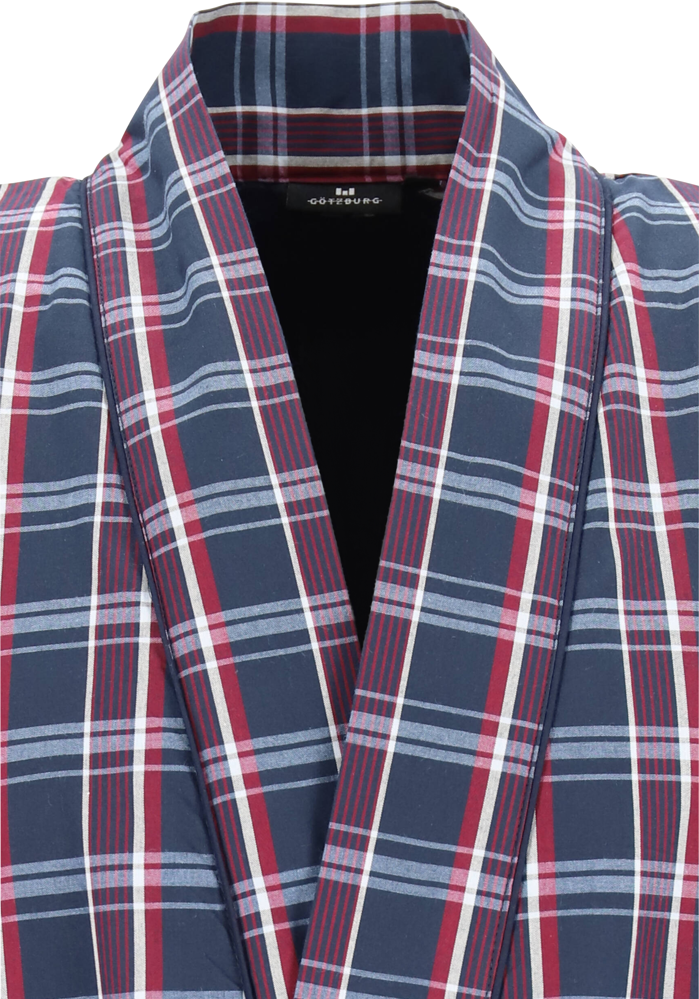 Gotzburg heren ochtendjas (dik), katoen gevoerd met badstof, blauw met rood en wit geruit