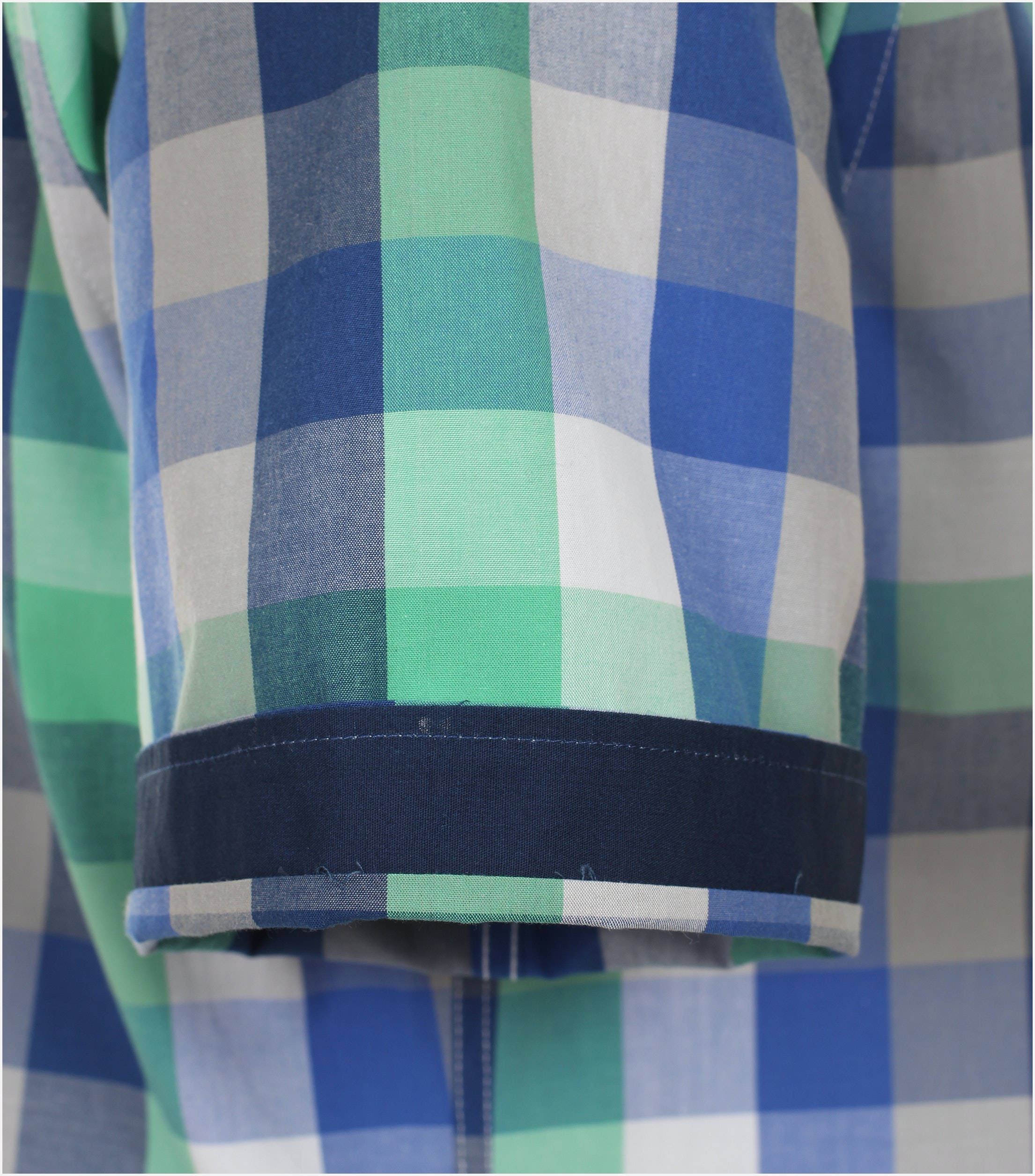 Redmond comfort fit overhemd, korte mouw, popeline, groen geruit